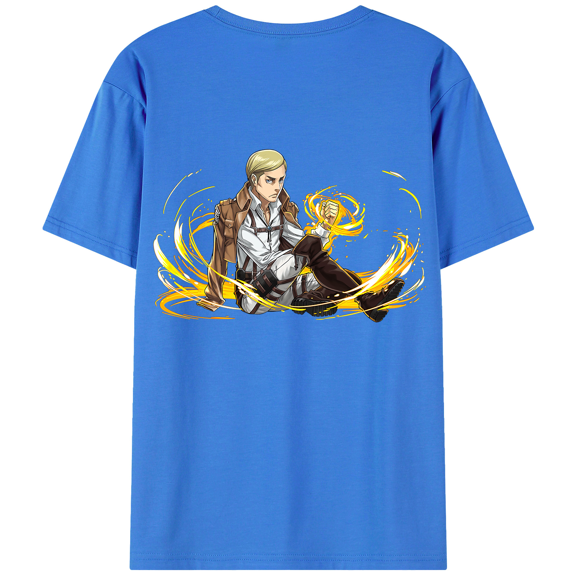 （画像用） 進撃の巨人 エルヴィン・スミス Attack on Titan Erwin Smith 綿100％半袖Tシャツ（背面プリント）