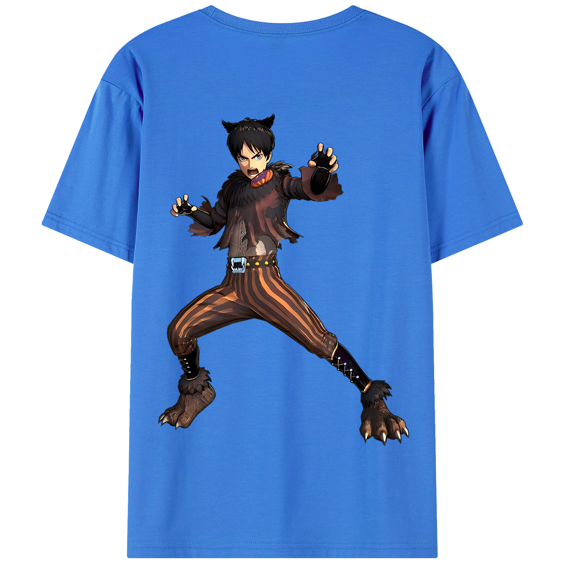 （画像用） 進撃の巨人 エレン･イェーガー Attack on Titan Eren Jäger 綿100％半袖Tシャツ（背面プリント）