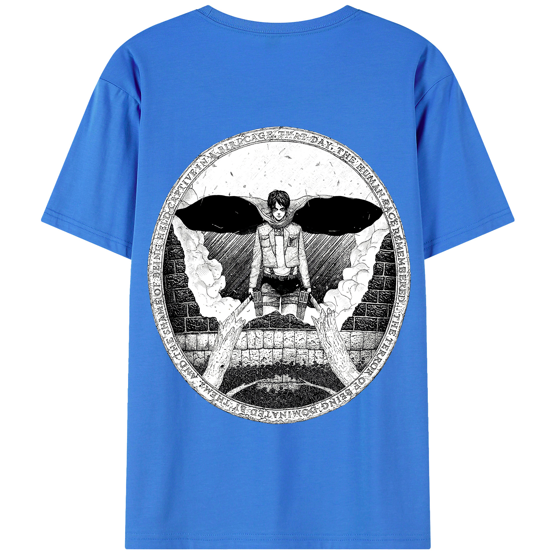 （画像用） 進撃の巨人 エレン･イェーガー Attack on Titan Eren Jäger 綿100％半袖Tシャツ（背面プリント）
