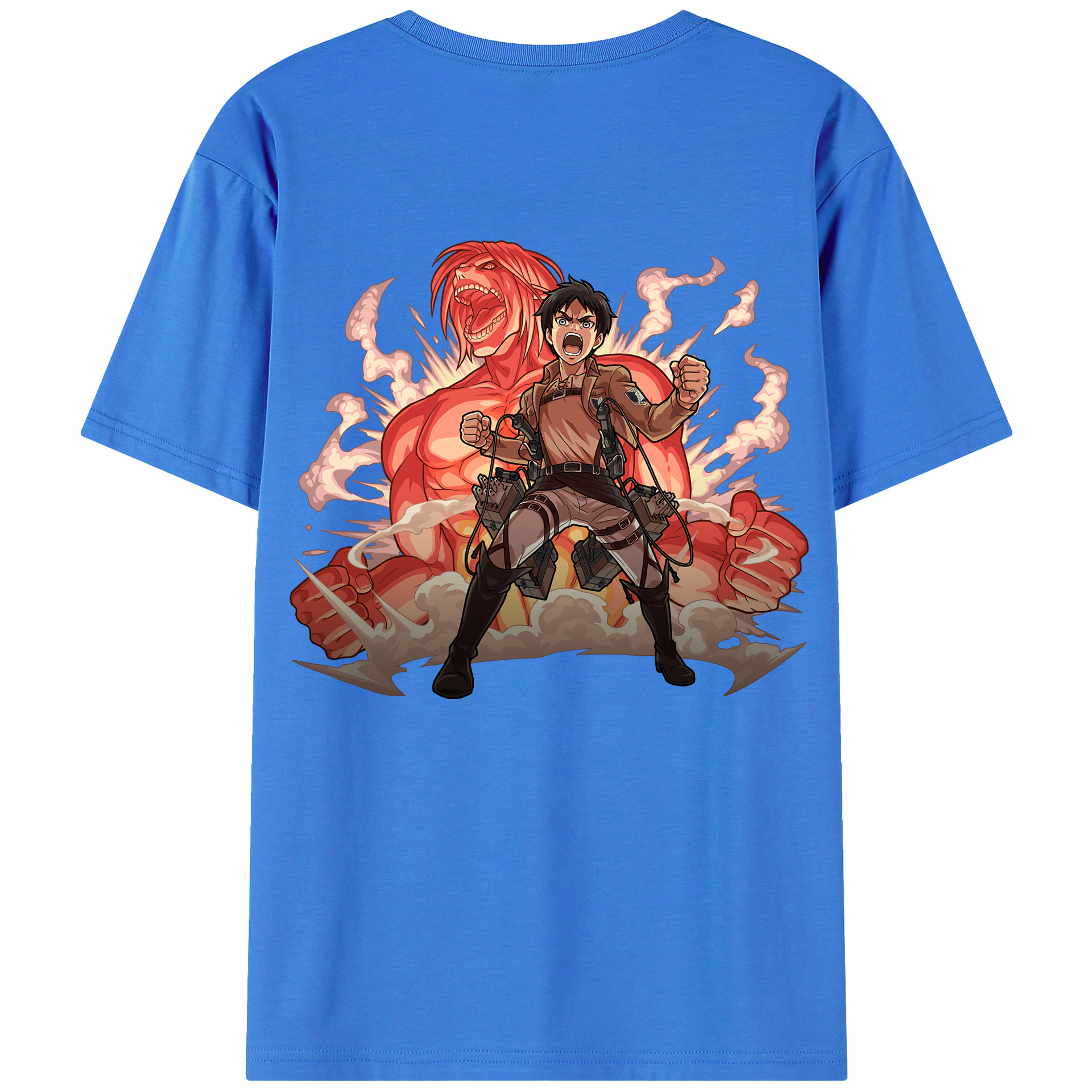 （画像用） 進撃の巨人 エレン･イェーガー Attack on Titan Eren Jäger 綿100％半袖Tシャツ（背面プリント）