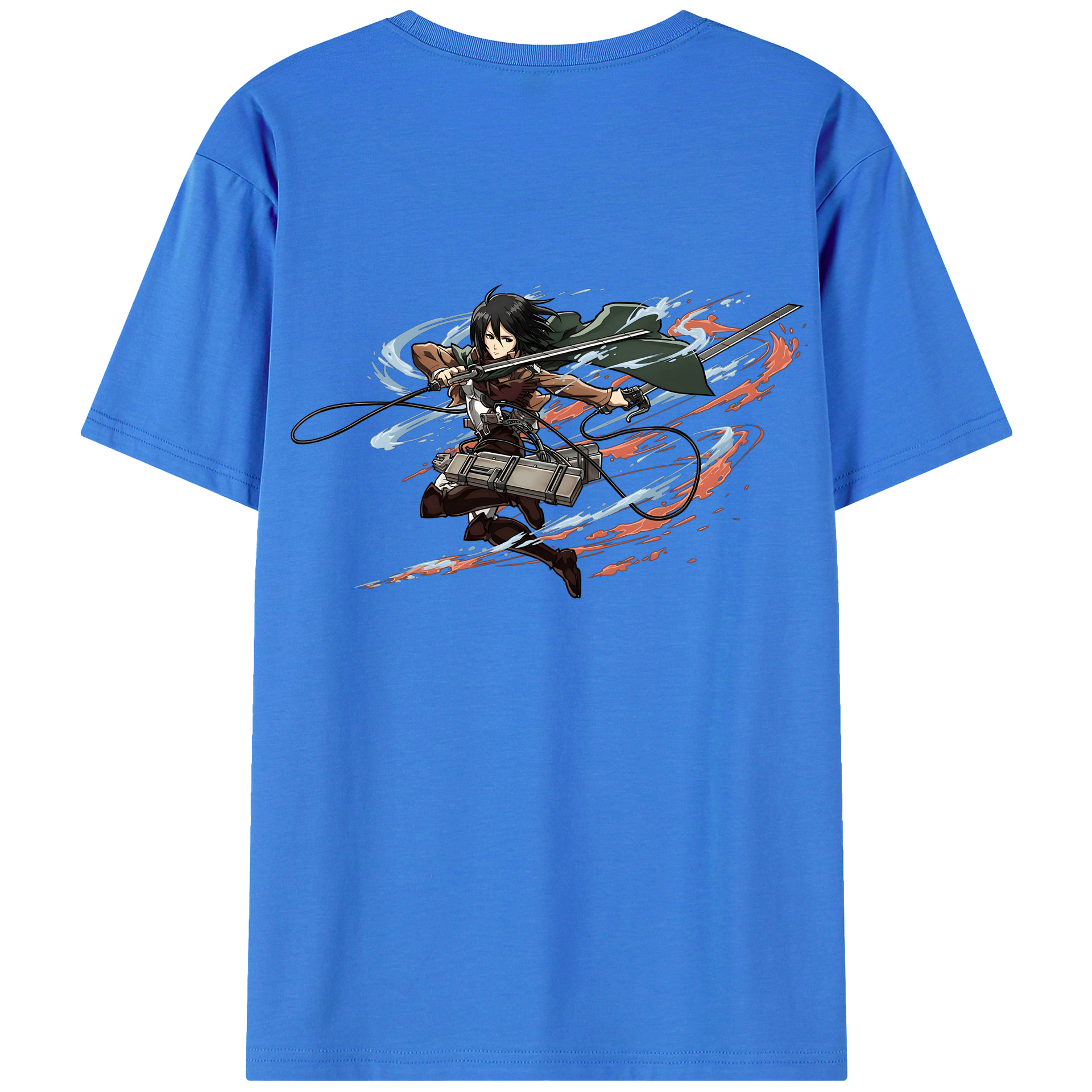 （画像用） 進撃の巨人 ミカサ·アッカーマン Attack on Titan Mikasa Ackerman 綿100％半袖Tシャツ（背面プリント）