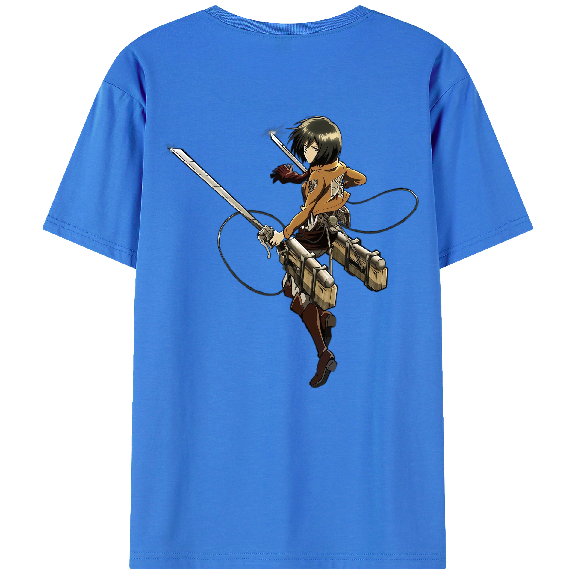 （画像用） 進撃の巨人 ミカサ·アッカーマン Attack on Titan Mikasa Ackerman 綿100％半袖Tシャツ（背面プリント）