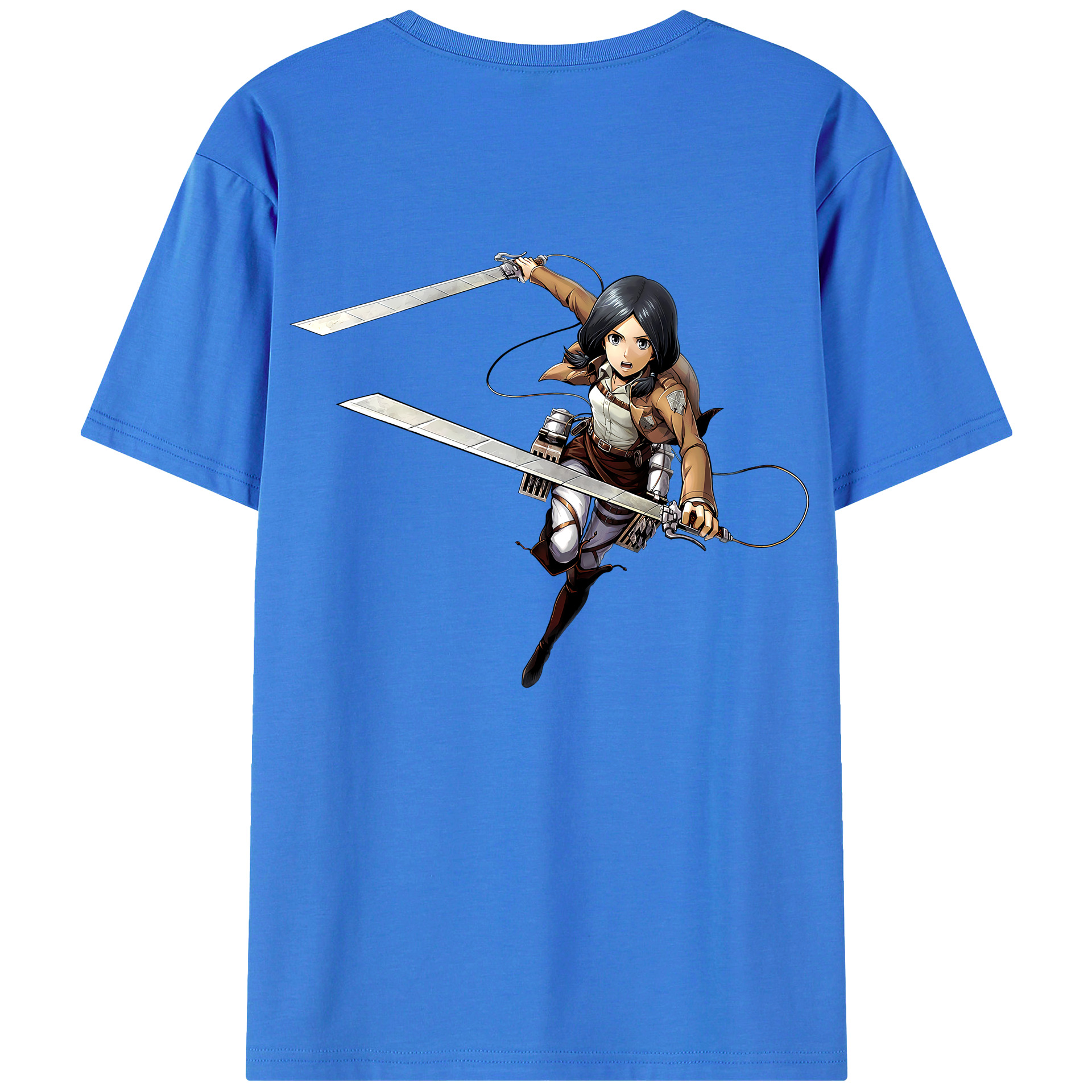 （画像用） 進撃の巨人 ミカサ·アッカーマン Attack on Titan Mikasa Ackerman 綿100％半袖Tシャツ（背面プリント）