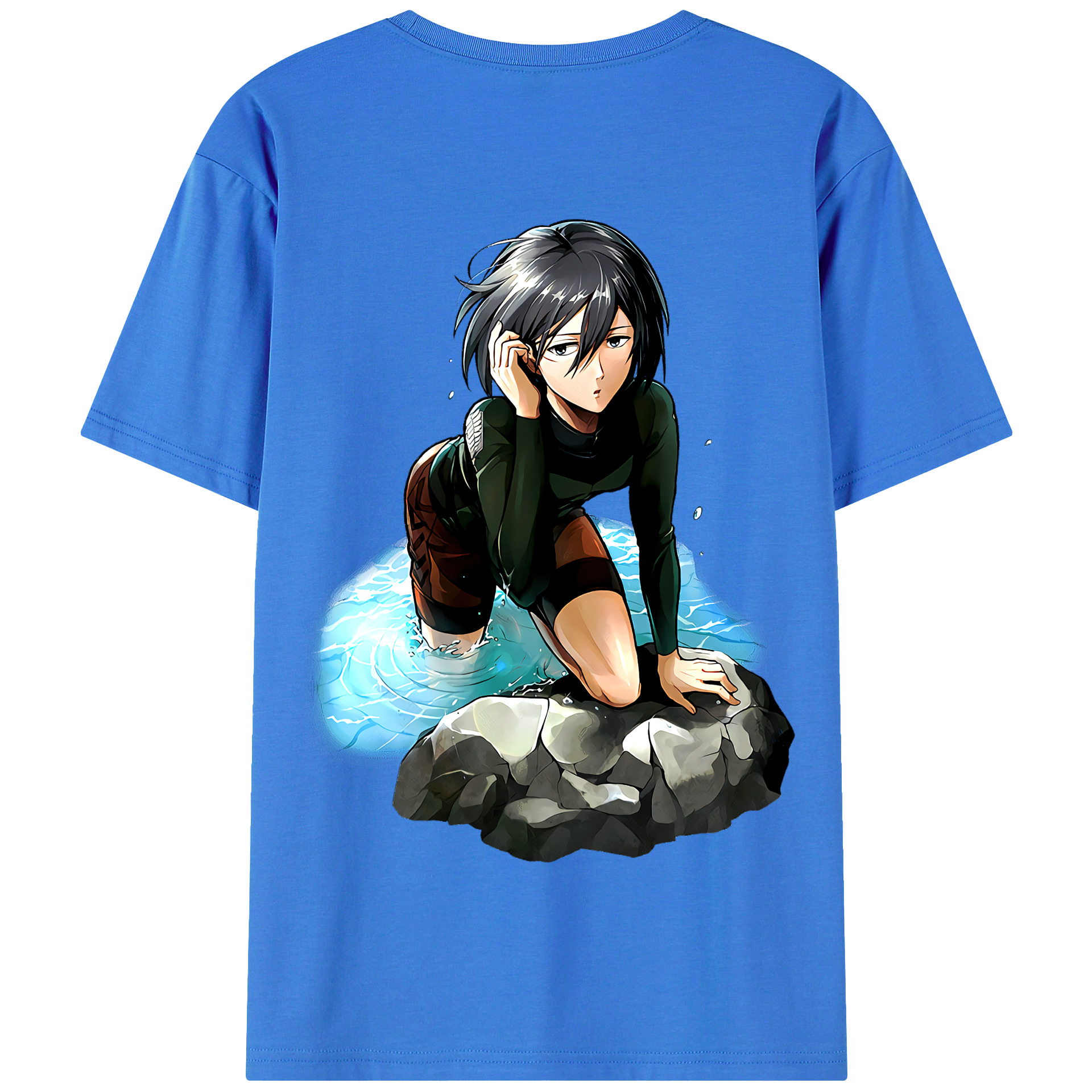 （画像用） 進撃の巨人 ミカサ·アッカーマン Attack on Titan Mikasa Ackerman 綿100％半袖Tシャツ（背面プリント）