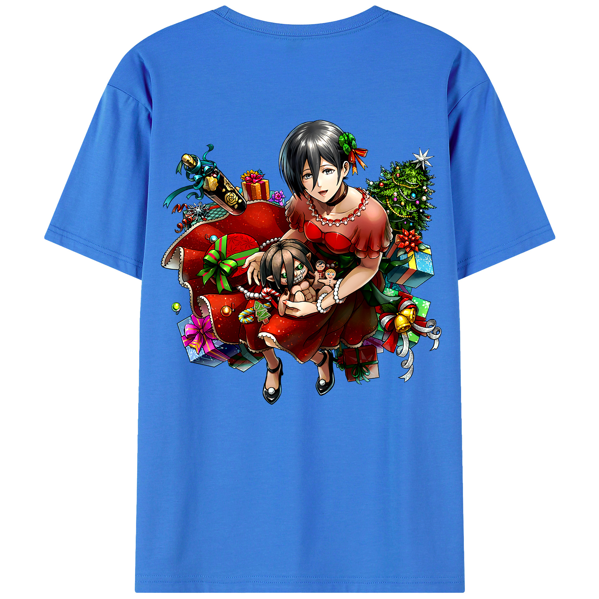 （画像用） 進撃の巨人 ミカサ·アッカーマン Attack on Titan Mikasa Ackerman 綿100％半袖Tシャツ（背面プリント）