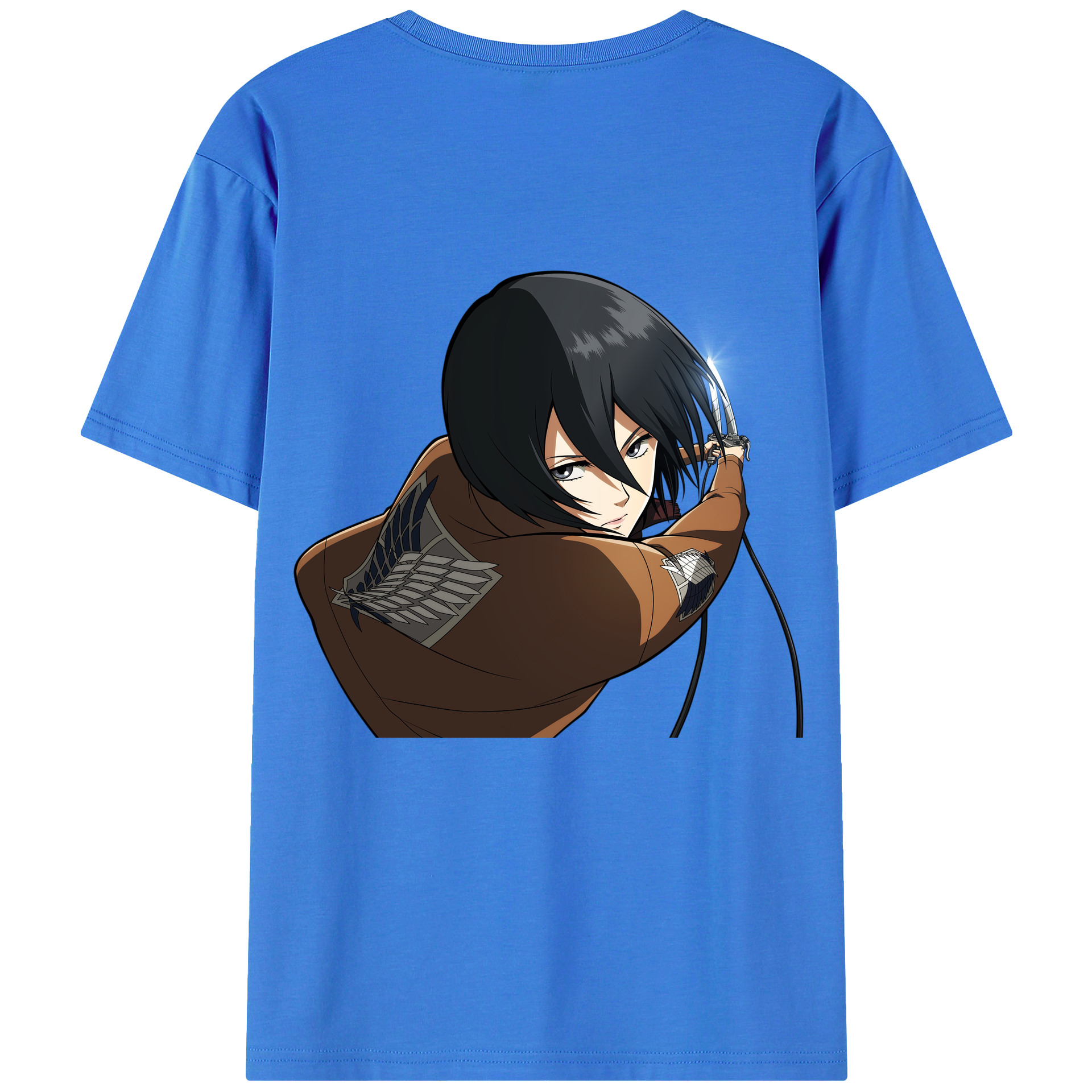 （画像用） 進撃の巨人 ミカサ·アッカーマン Attack on Titan Mikasa Ackerman 綿100％半袖Tシャツ（背面プリント）