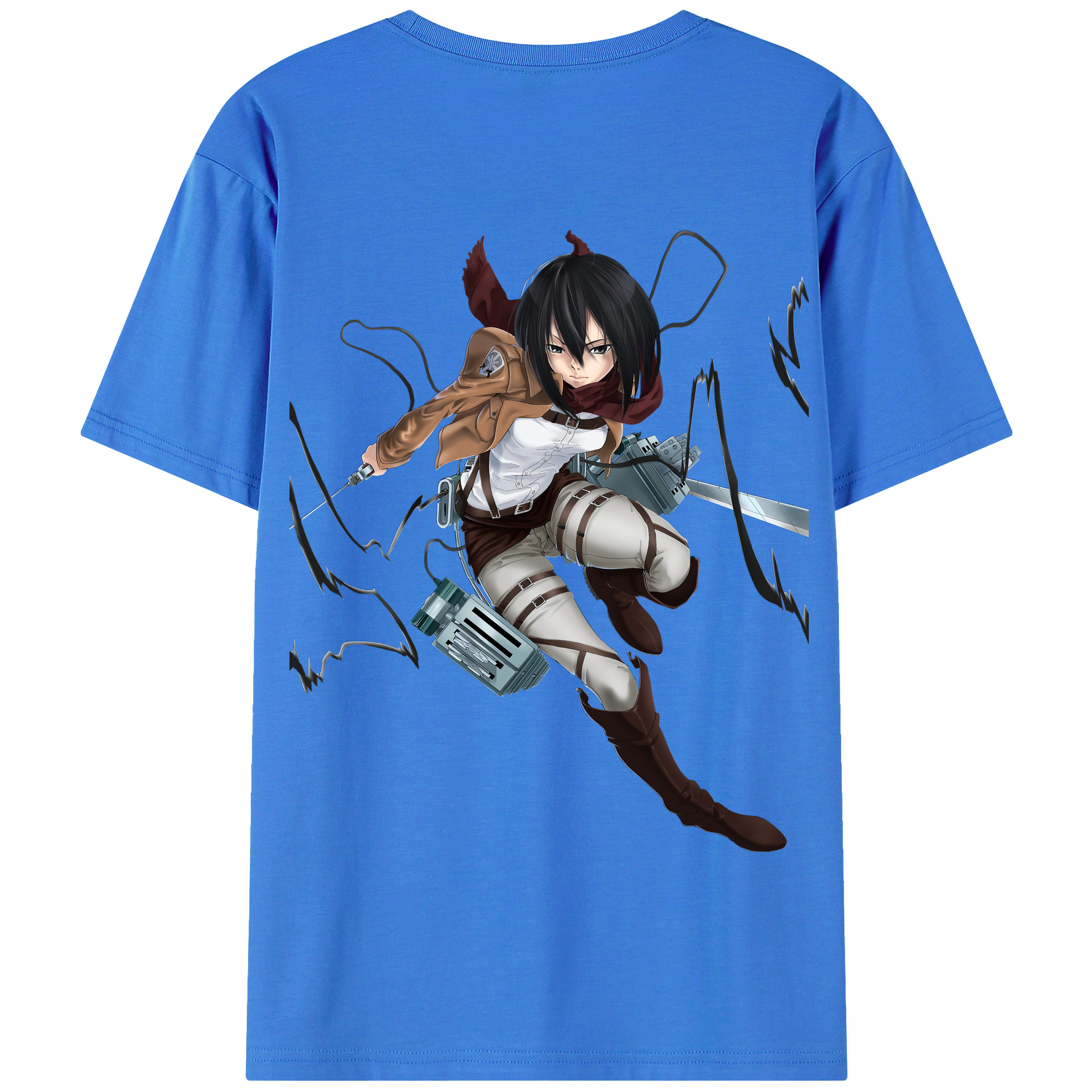 （画像用） 進撃の巨人 ミカサ·アッカーマン Attack on Titan Mikasa Ackerman 綿100％半袖Tシャツ（背面プリント）