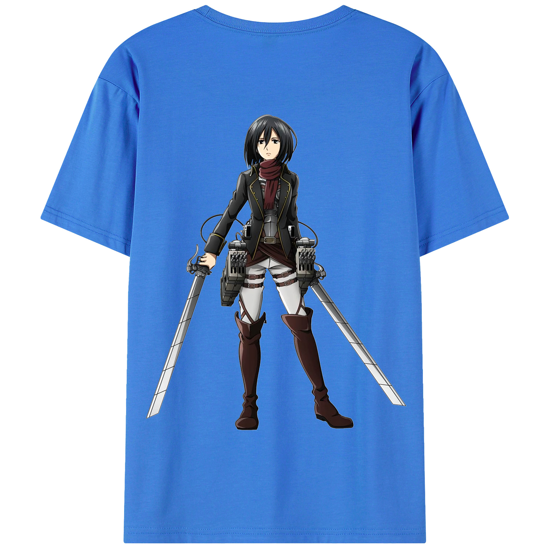（画像用） 進撃の巨人 ミカサ·アッカーマン Attack on Titan Mikasa Ackerman 綿100％半袖Tシャツ（背面プリント）