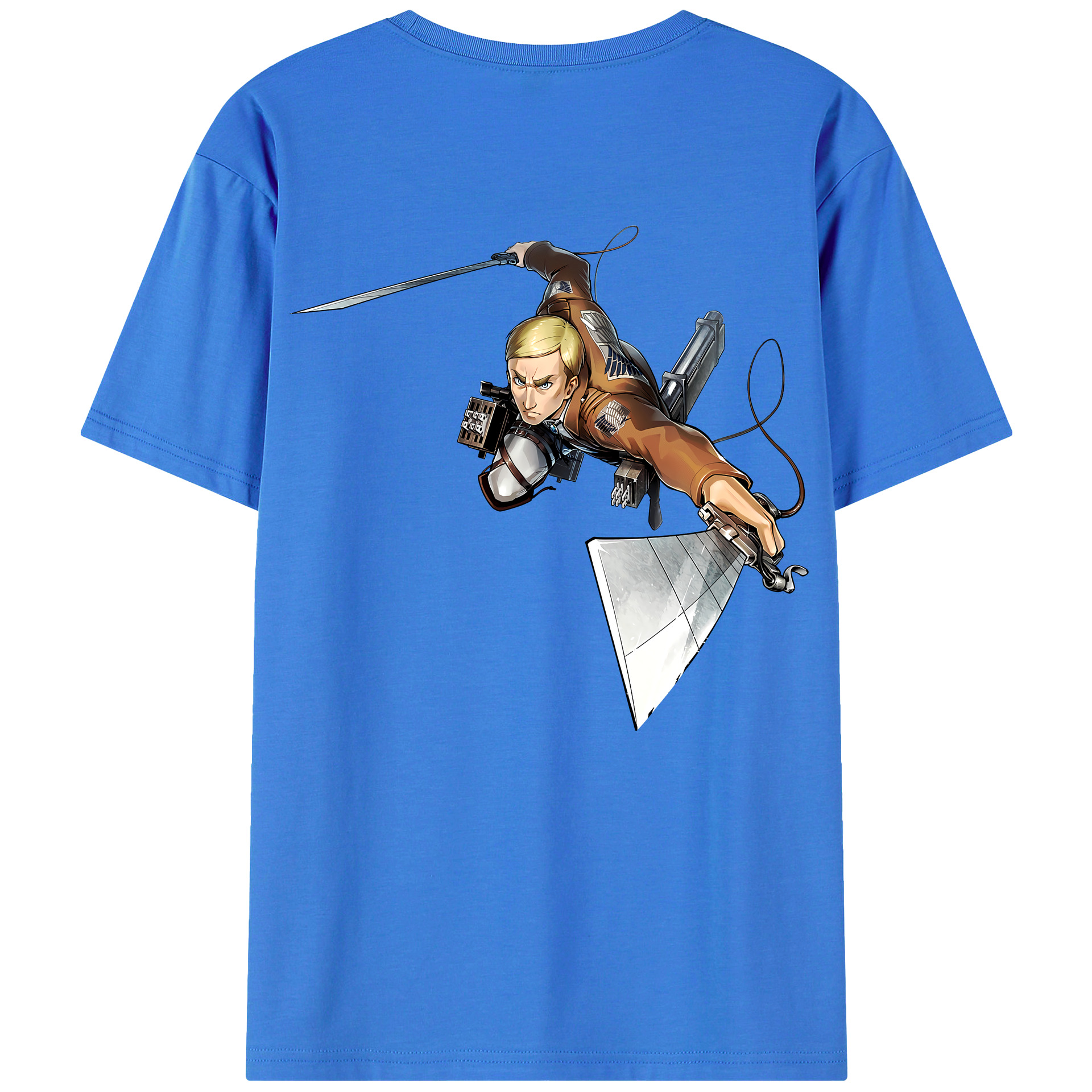（画像用） 進撃の巨人 エルヴィン・スミス Attack on Titan Erwin Smith 綿100％半袖Tシャツ（背面プリント）