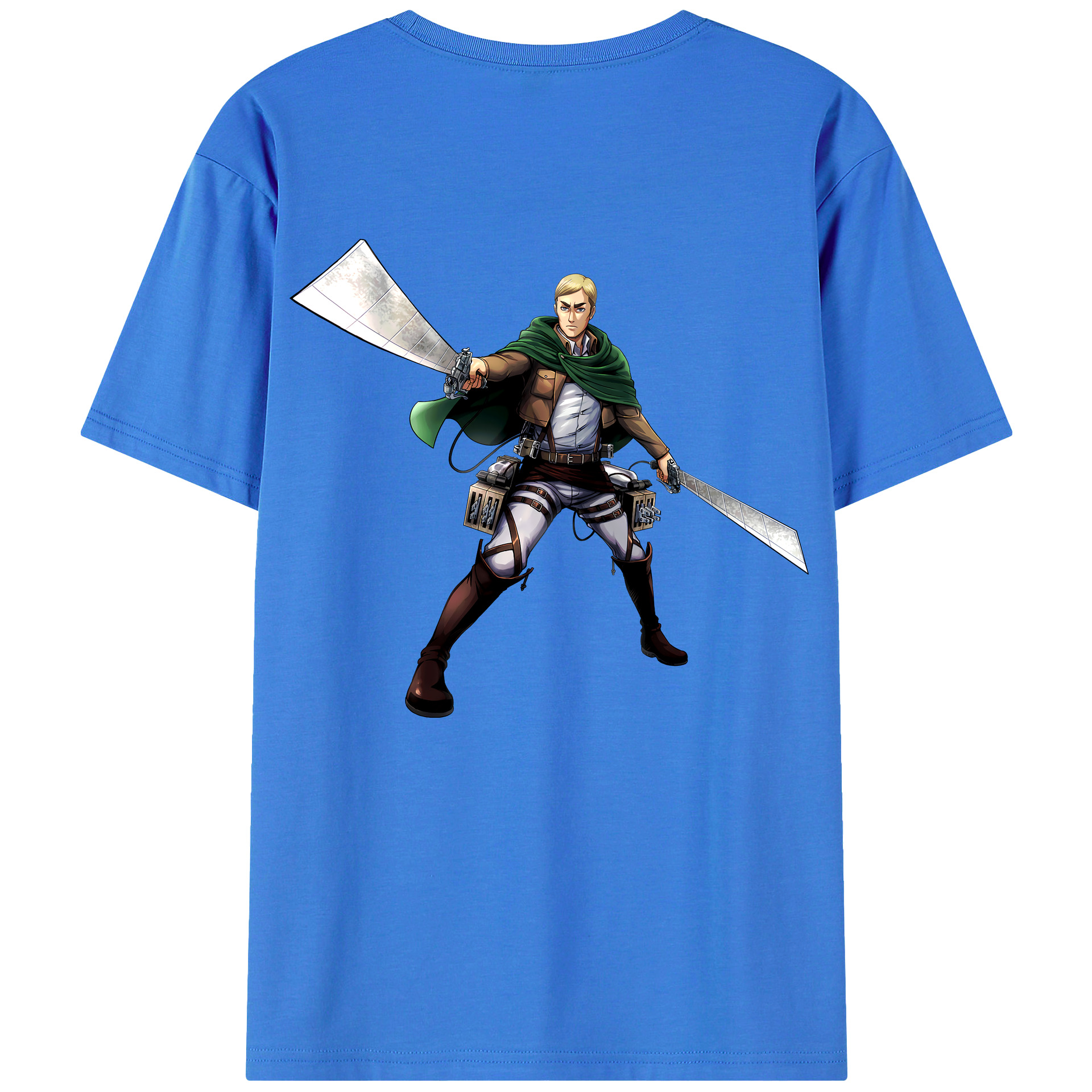 （画像用） 進撃の巨人 エルヴィン・スミス Attack on Titan Erwin Smith 綿100％半袖Tシャツ（背面プリント）