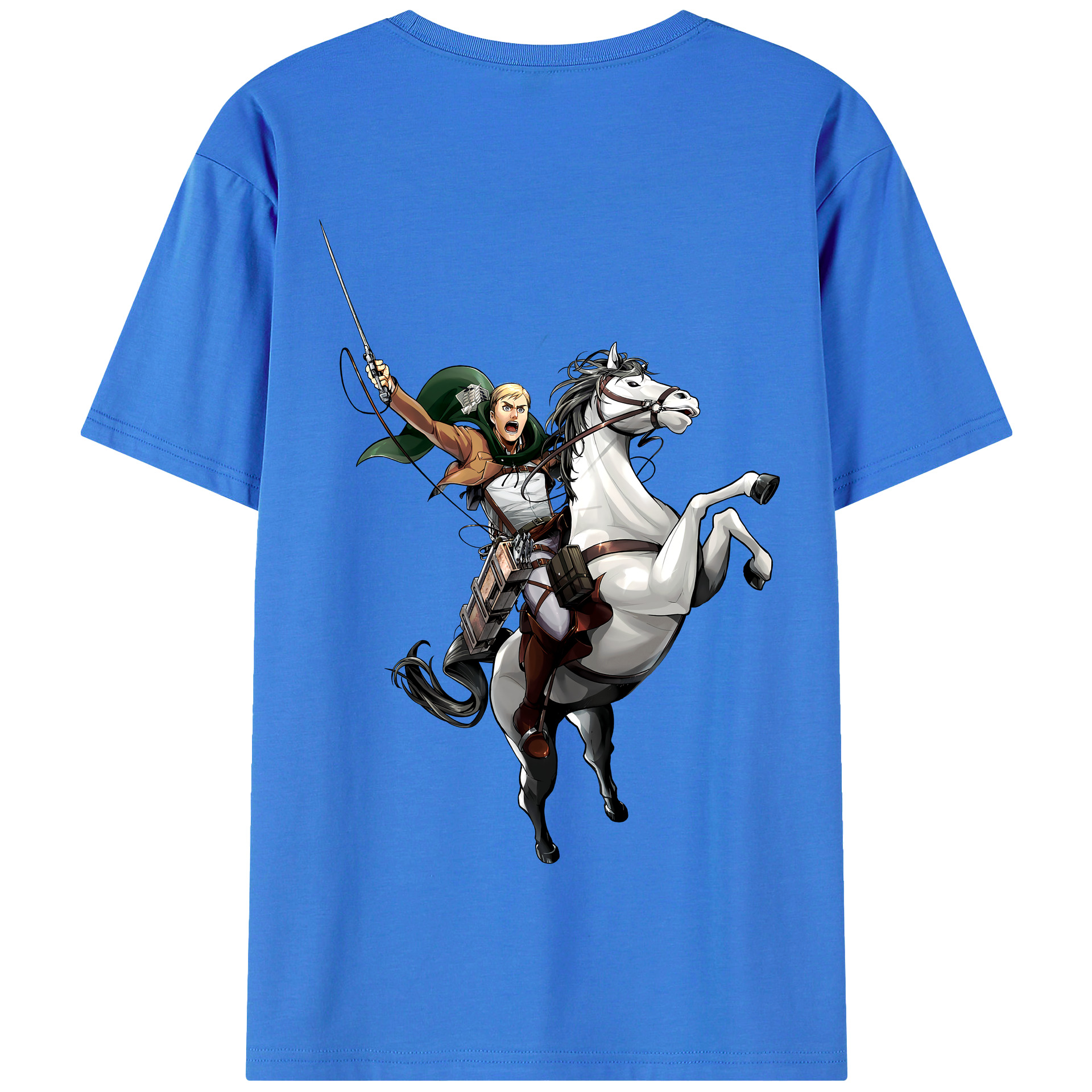 （画像用） 進撃の巨人 エルヴィン・スミス Attack on Titan Erwin Smith 綿100％半袖Tシャツ（背面プリント）