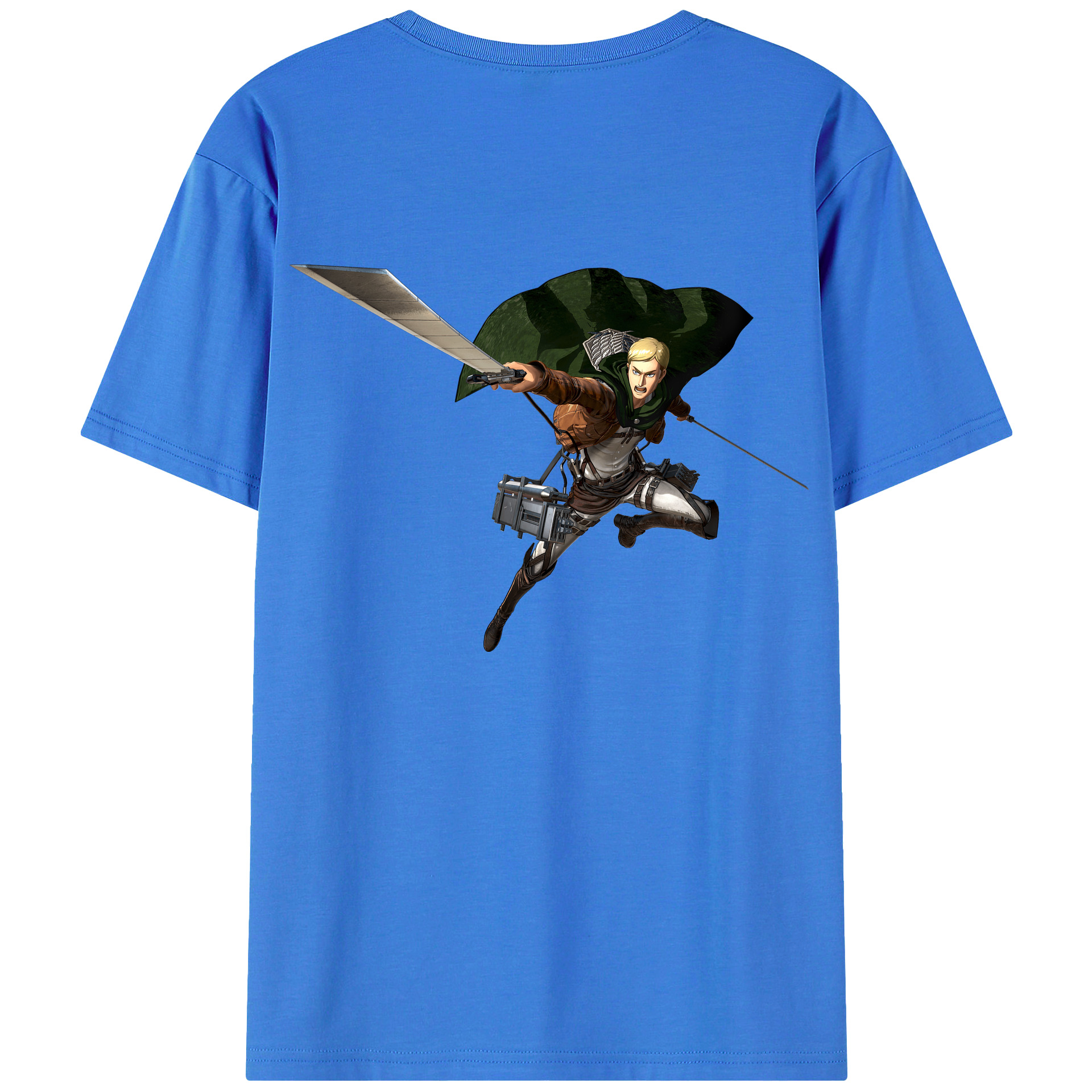 （画像用） 進撃の巨人 エルヴィン・スミス Attack on Titan Erwin Smith 綿100％半袖Tシャツ（背面プリント）