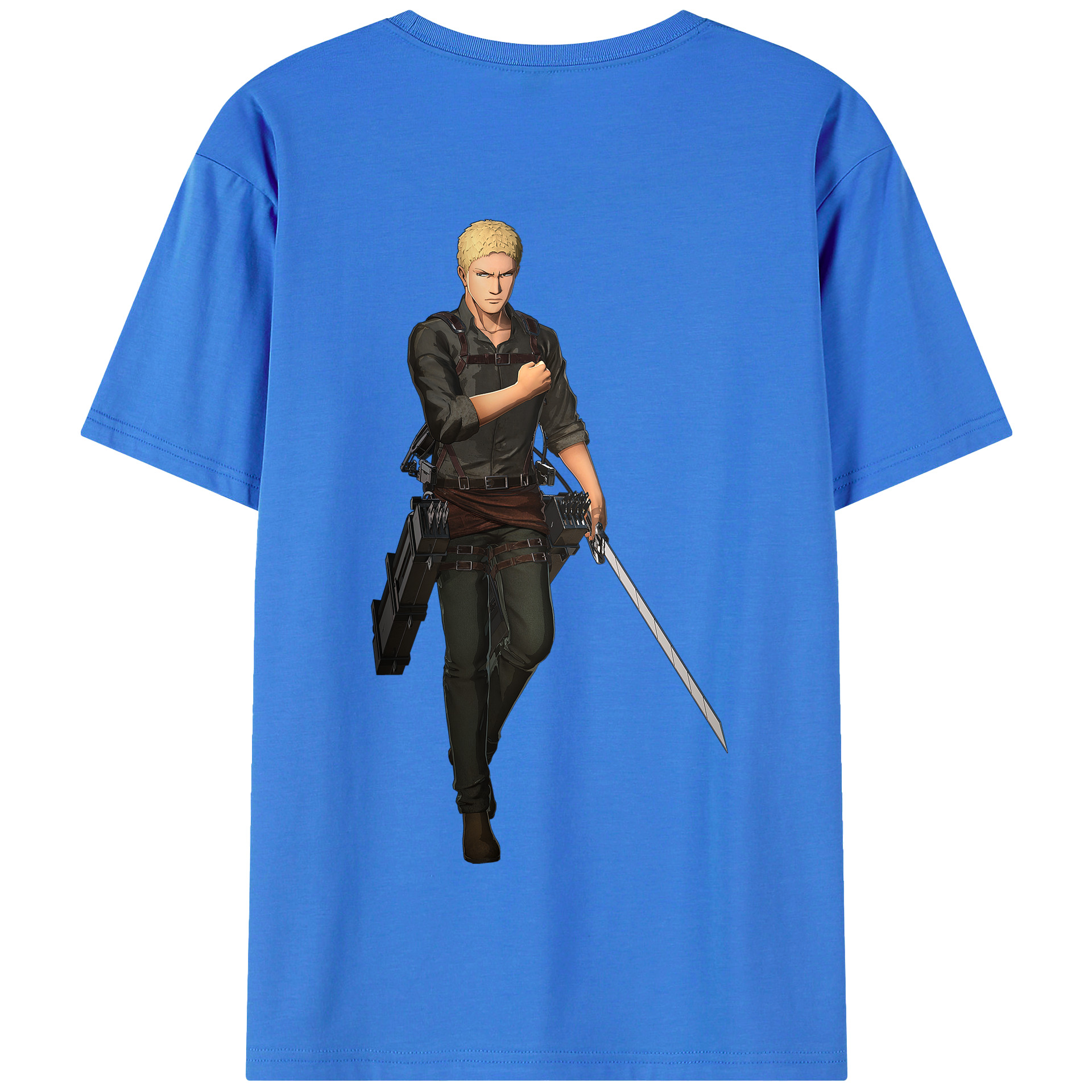 （画像用） 進撃の巨人 ライナー・ブラウン Attack on Titan Reiner Braun 綿100％半袖Tシャツ（背面プリント）