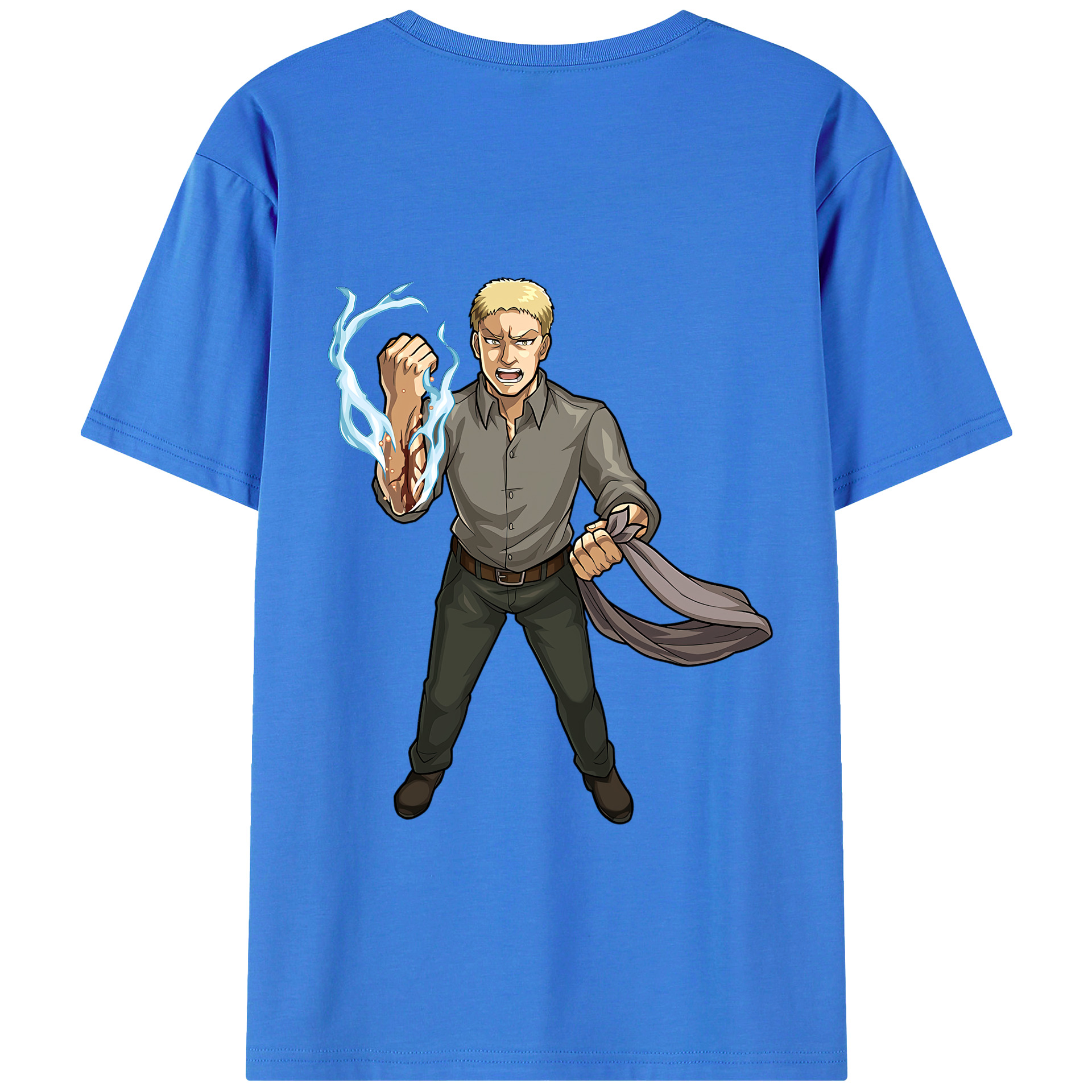 （画像用） 進撃の巨人 ライナー・ブラウン Attack on Titan Reiner Braun 綿100％半袖Tシャツ（背面プリント）