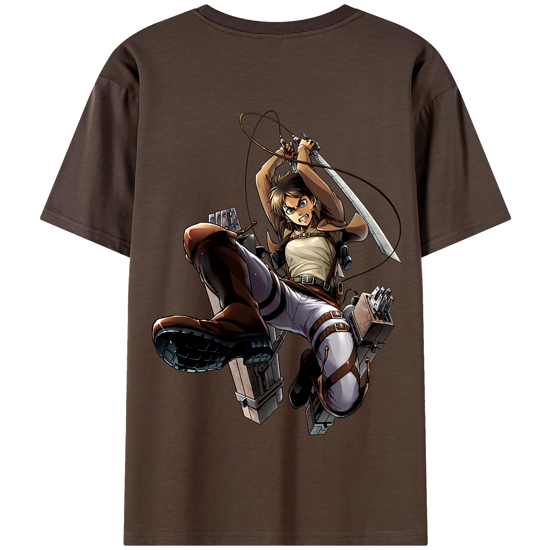 （画像用） 進撃の巨人 エレン･イェーガー Attack on Titan Eren Jäger 綿100％半袖Tシャツ（背面プリント）