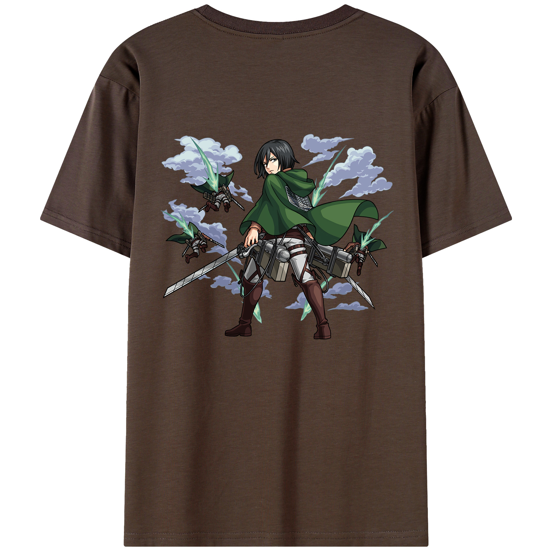 （画像用） 進撃の巨人 ミカサ·アッカーマン Attack on Titan Mikasa Ackerman 綿100％半袖Tシャツ（背面プリント）