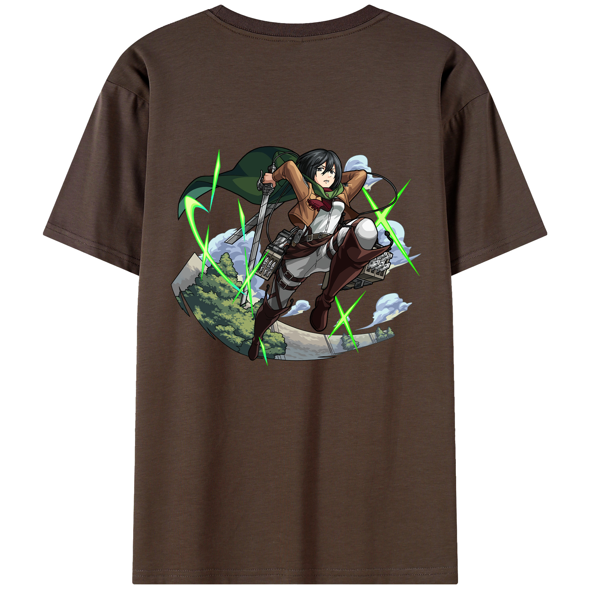 （画像用） 進撃の巨人 ミカサ·アッカーマン Attack on Titan Mikasa Ackerman 綿100％半袖Tシャツ（背面プリント）