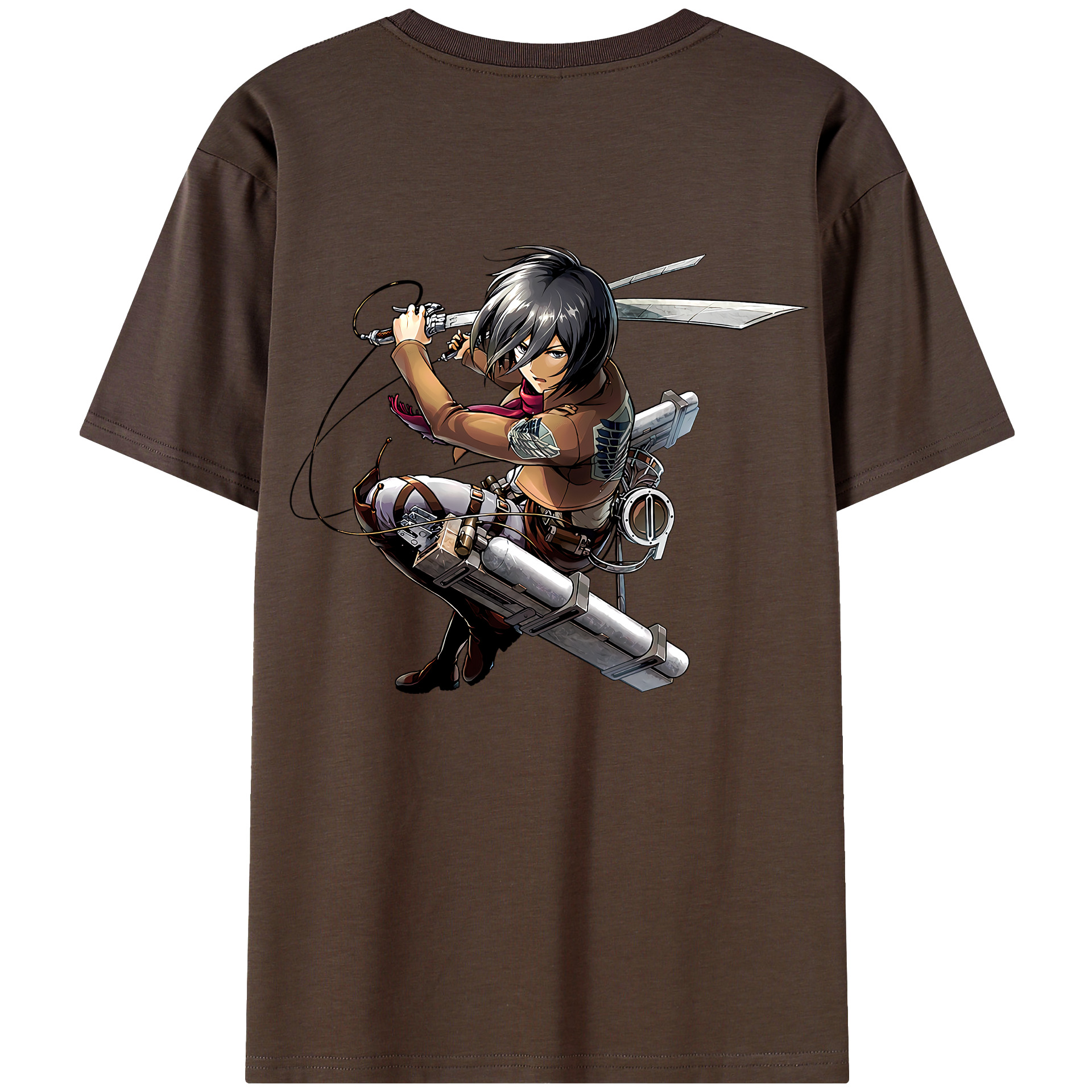 （画像用） 進撃の巨人 ミカサ·アッカーマン Attack on Titan Mikasa Ackerman 綿100％半袖Tシャツ（背面プリント）