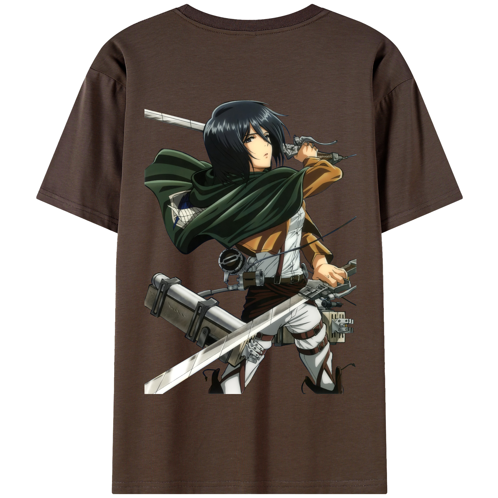 （画像用） 進撃の巨人 ミカサ·アッカーマン Attack on Titan Mikasa Ackerman 綿100％半袖Tシャツ（背面プリント）