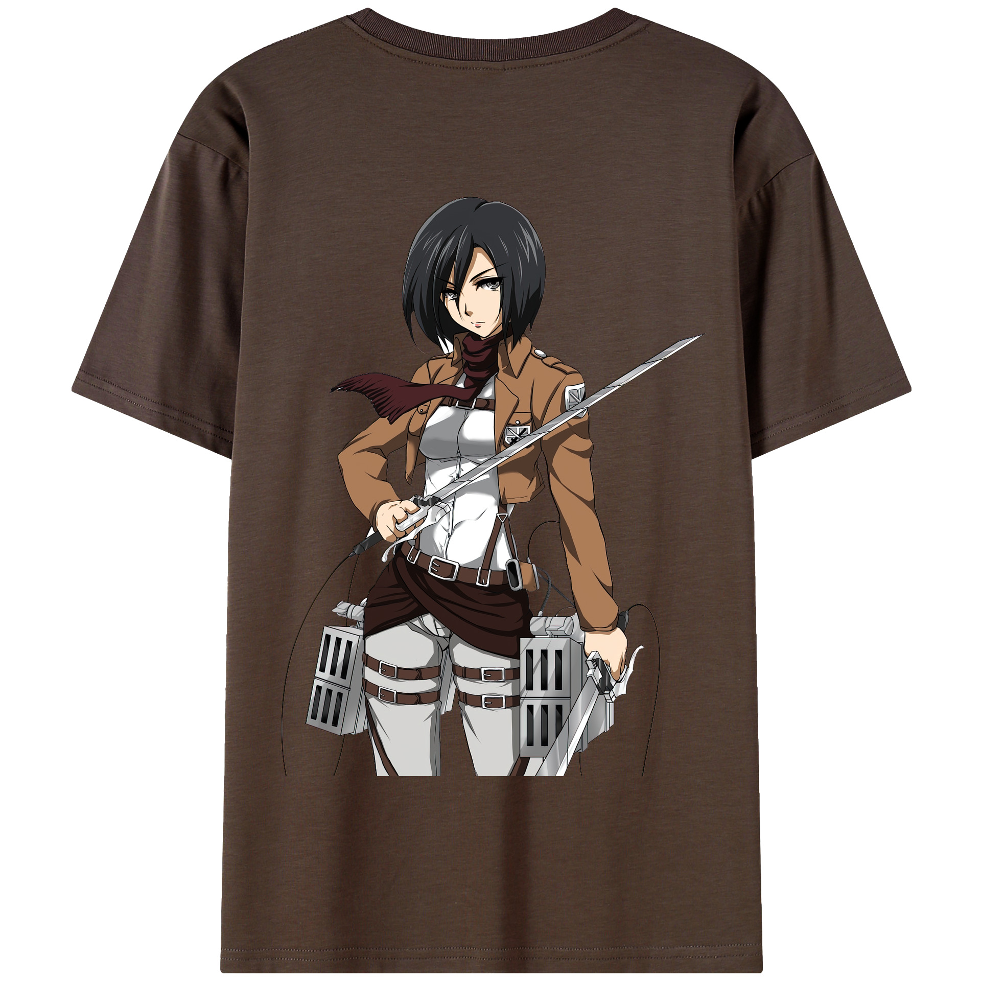 （画像用） 進撃の巨人 ミカサ·アッカーマン Attack on Titan Mikasa Ackerman 綿100％半袖Tシャツ（背面プリント）