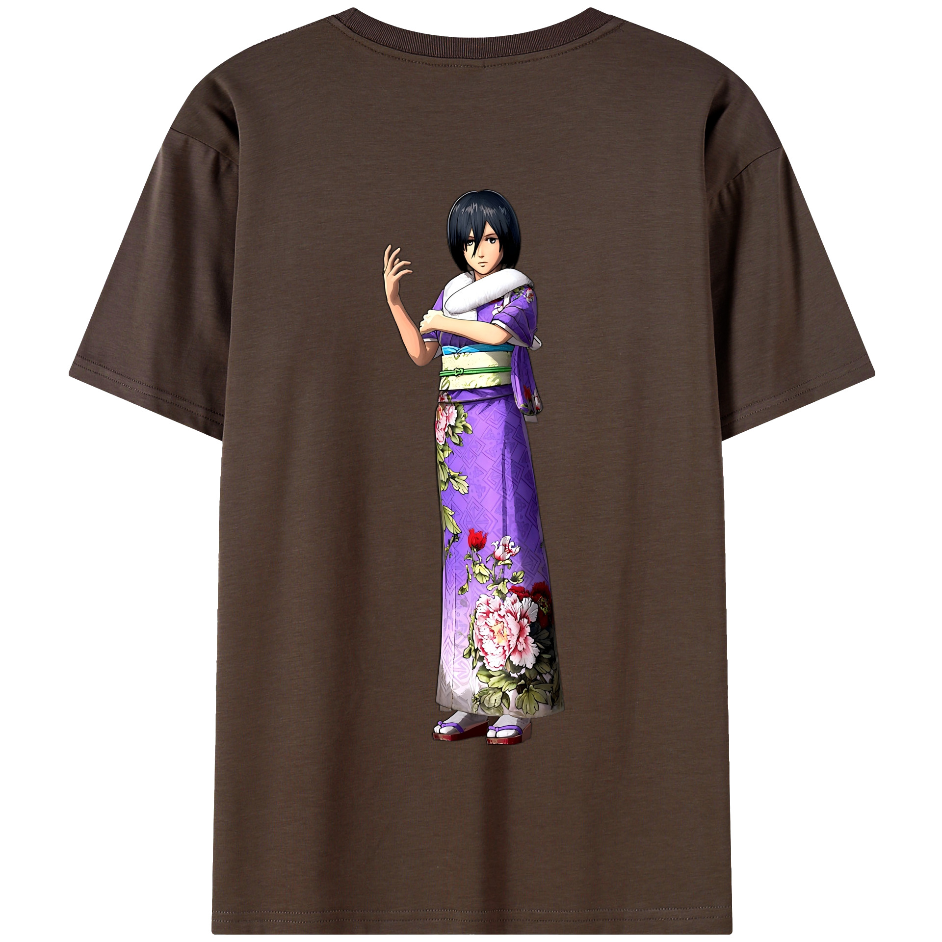 （画像用） 進撃の巨人 ミカサ·アッカーマン Attack on Titan Mikasa Ackerman 綿100％半袖Tシャツ（背面プリント）