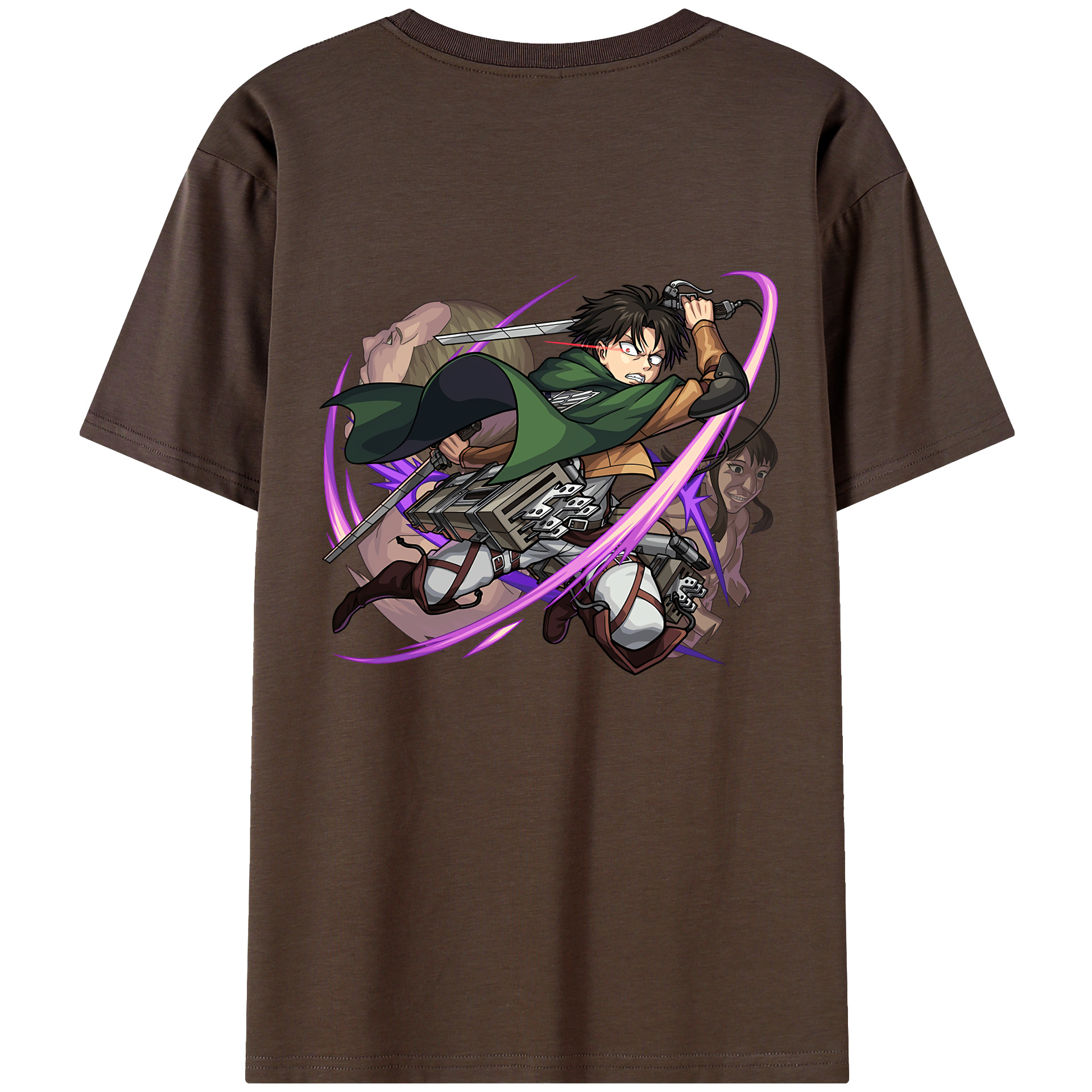 （画像用） 進撃の巨人 リヴァイ·アッカーマン Attack on Titan Levi Ackerman 綿100％半袖Tシャツ（背面プリント）