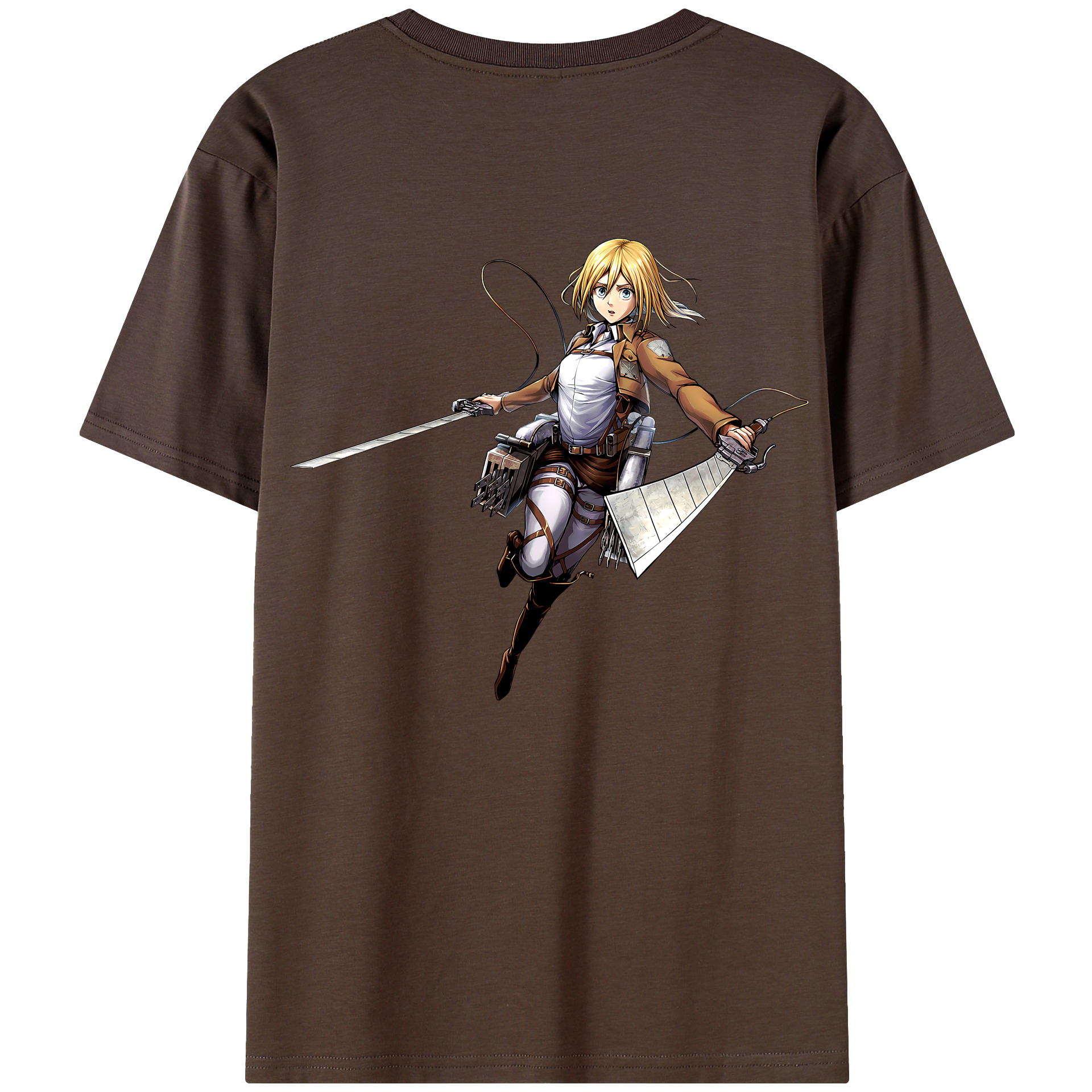 （画像用） 進撃の巨人 クリスタ·レンズ Attack on Titan Christa Lenz 綿100％半袖Tシャツ（背面プリント）