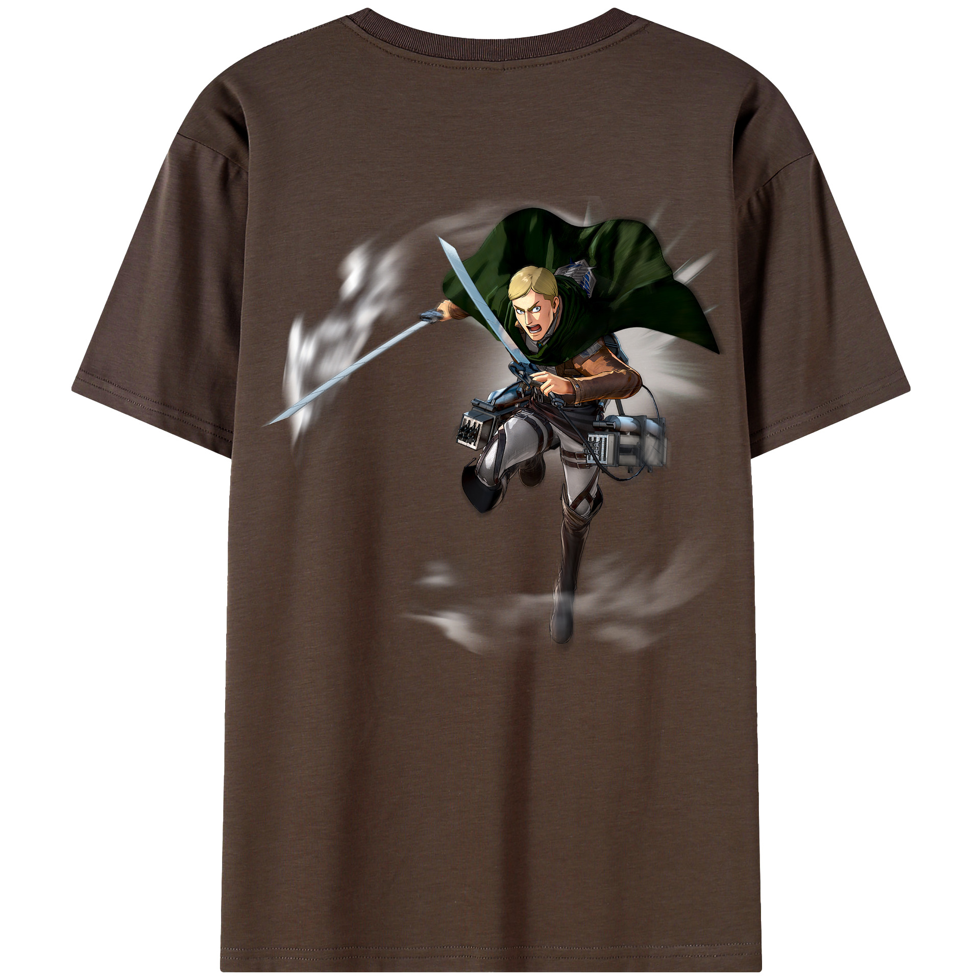 （画像用） 進撃の巨人 エルヴィン・スミス Attack on Titan Erwin Smith 綿100％半袖Tシャツ（背面プリント）