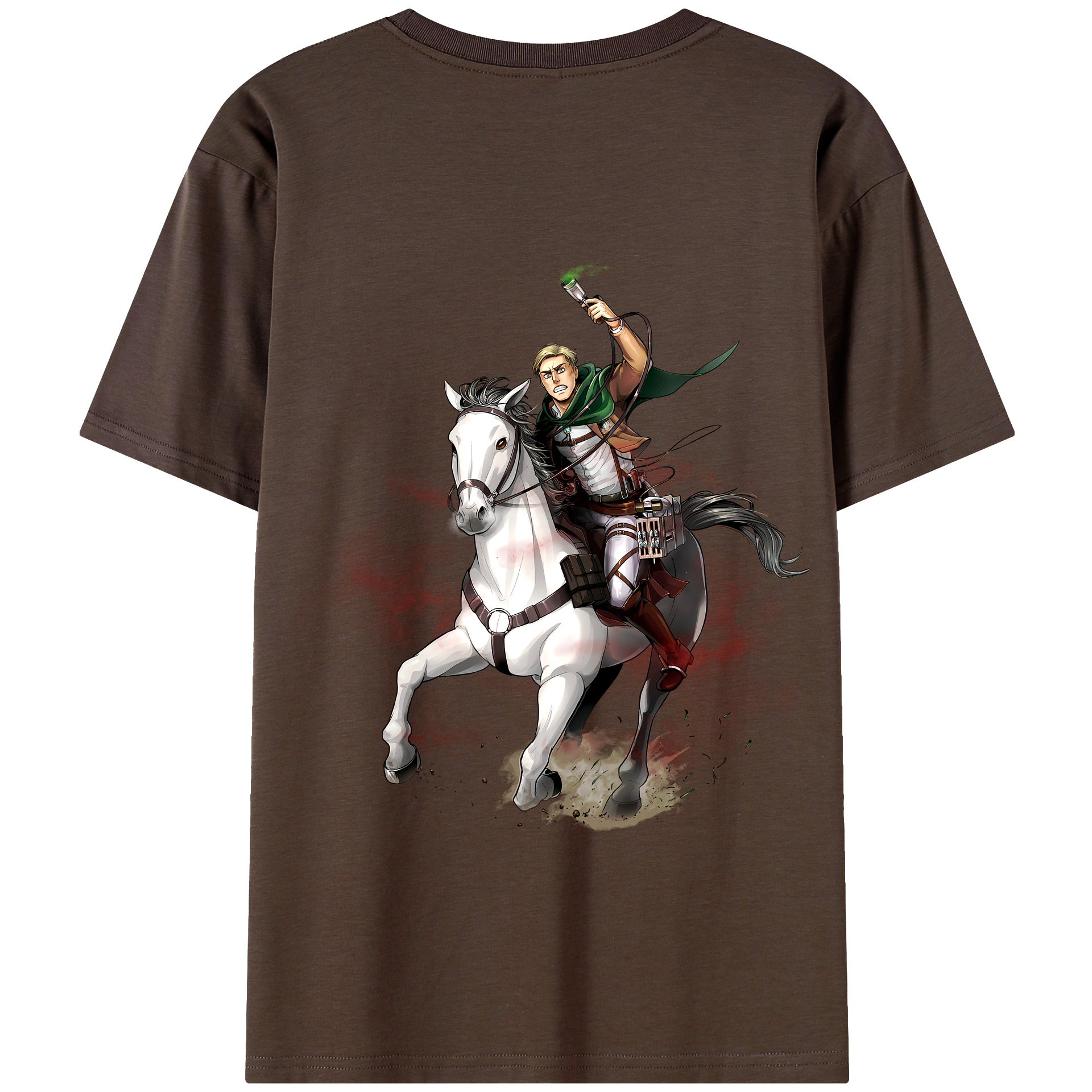 （画像用） 進撃の巨人 エルヴィン・スミス Attack on Titan Erwin Smith 綿100％半袖Tシャツ（背面プリント）