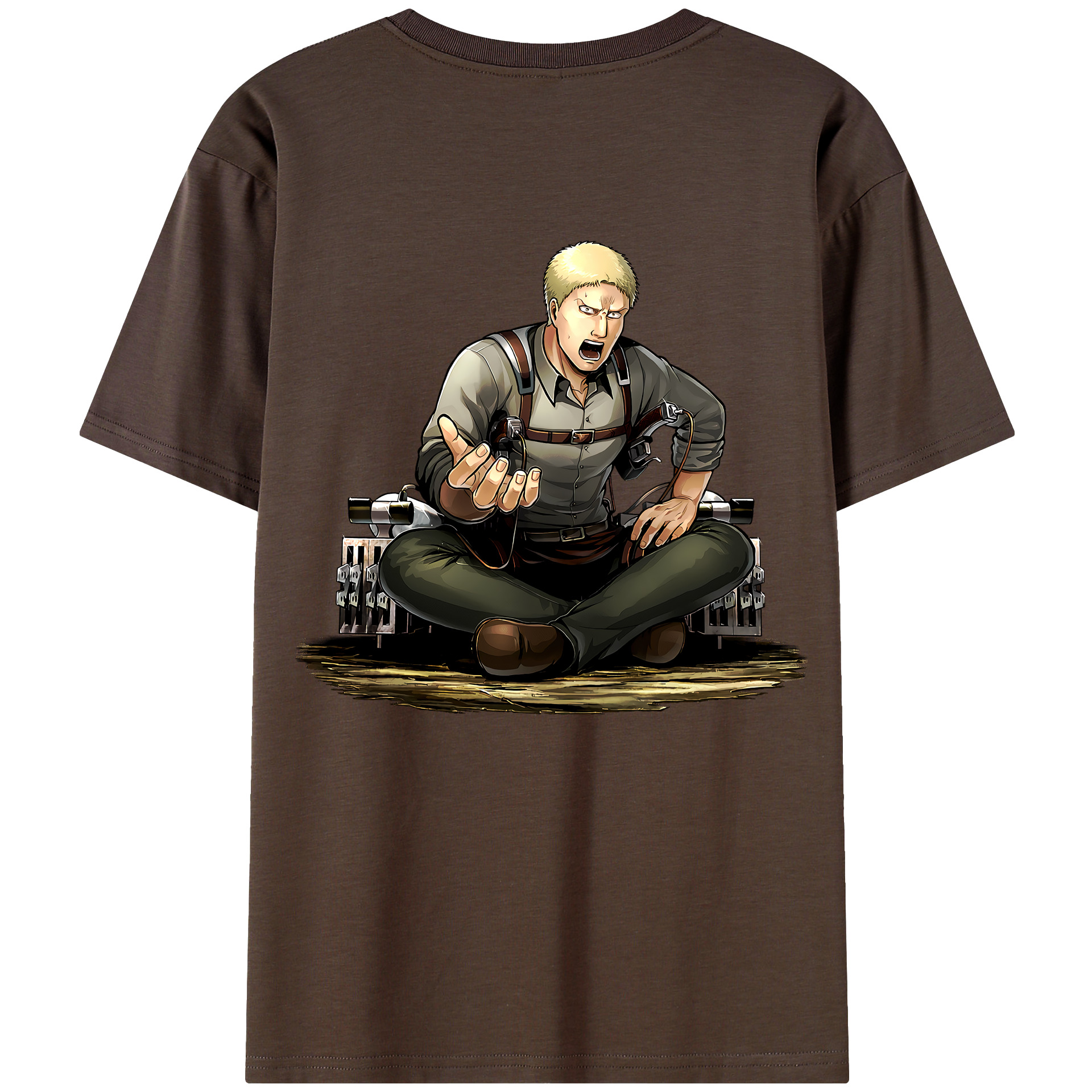 （画像用） 進撃の巨人 ライナー・ブラウン Attack on Titan Reiner Braun 綿100％半袖Tシャツ（背面プリント）