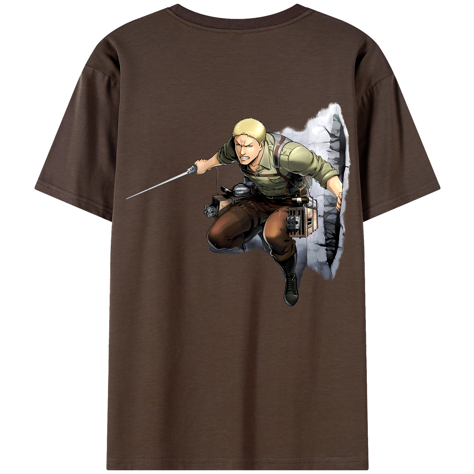 （画像用） 進撃の巨人 ライナー・ブラウン Attack on Titan Reiner Braun 綿100％半袖Tシャツ（背面プリント）