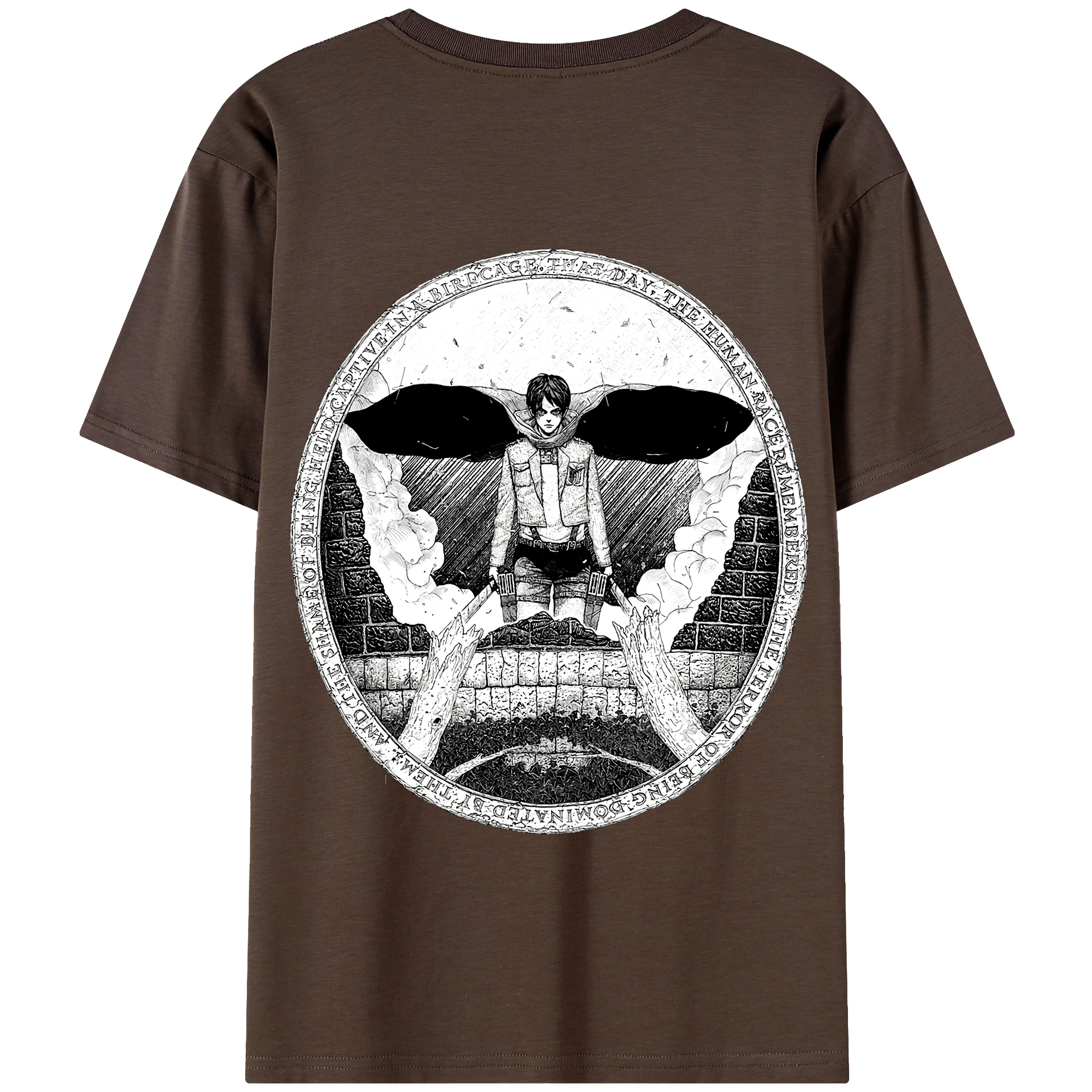 （画像用） 進撃の巨人 エレン･イェーガー Attack on Titan Eren Jäger 綿100％半袖Tシャツ（背面プリント）