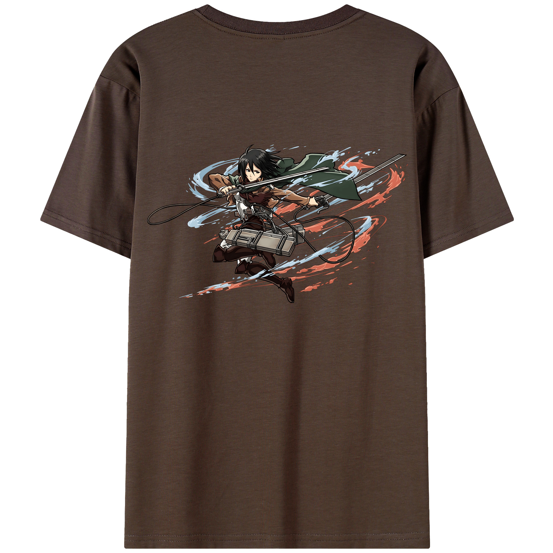 （画像用） 進撃の巨人 ミカサ·アッカーマン Attack on Titan Mikasa Ackerman 綿100％半袖Tシャツ（背面プリント）