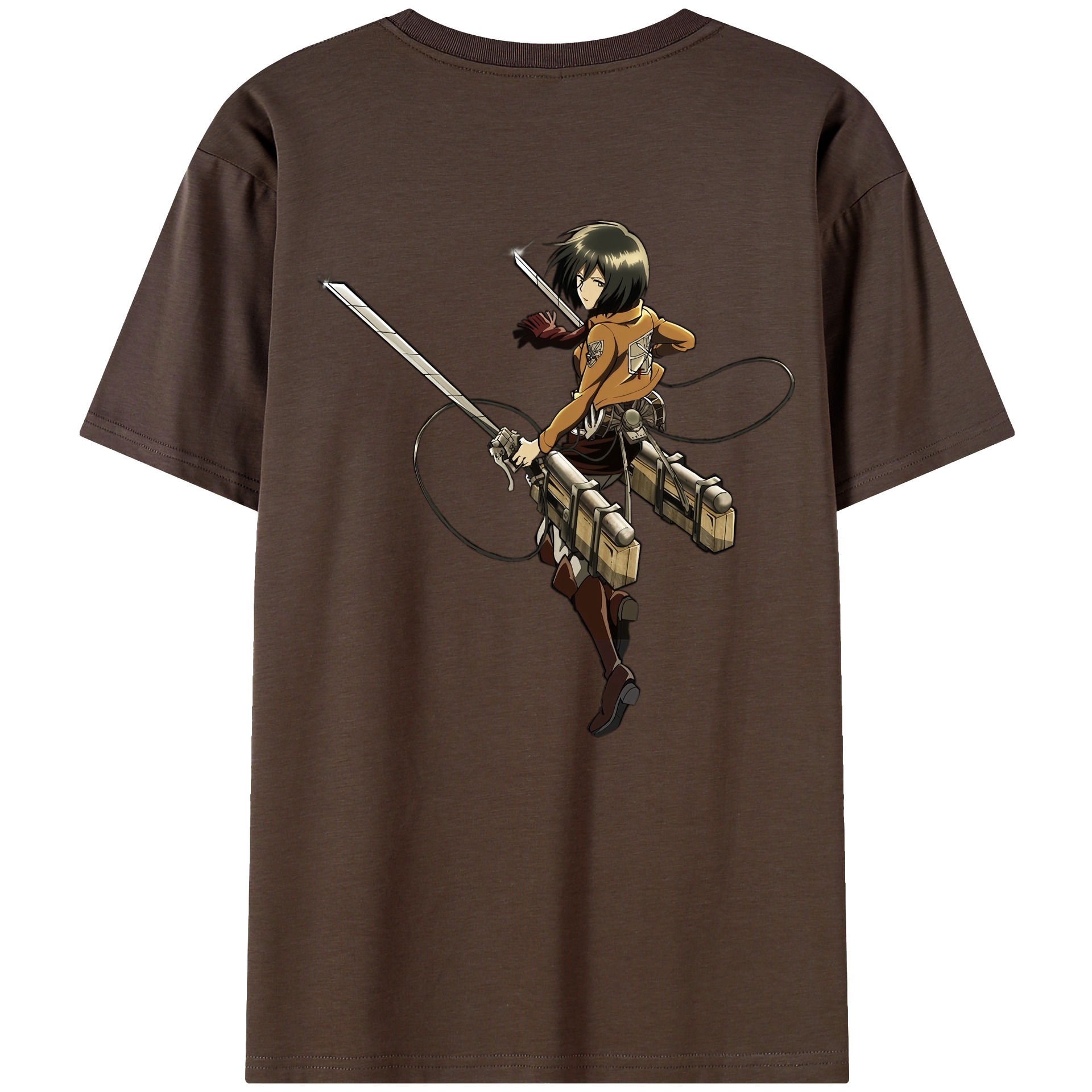 （画像用） 進撃の巨人 ミカサ·アッカーマン Attack on Titan Mikasa Ackerman 綿100％半袖Tシャツ（背面プリント）