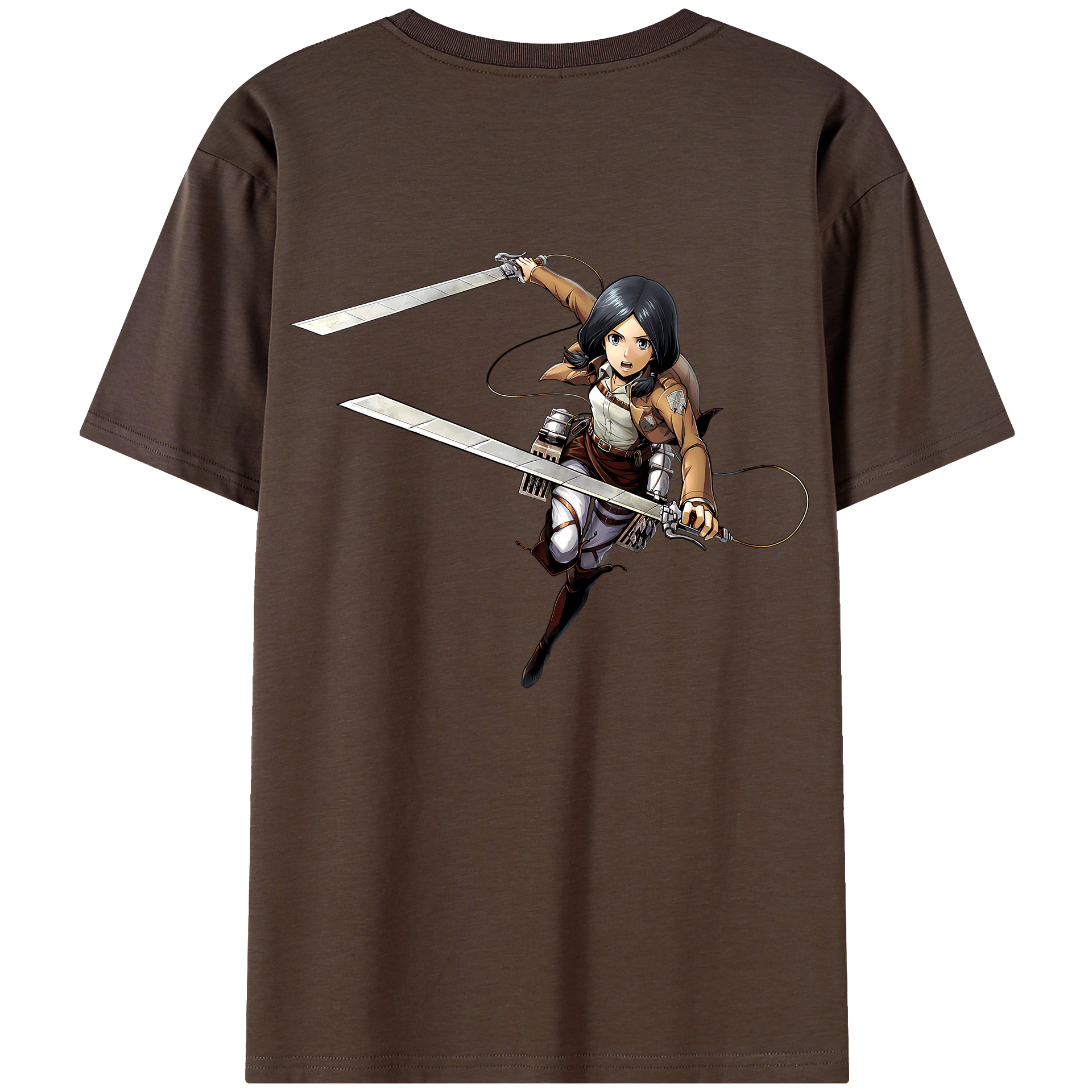 （画像用） 進撃の巨人 ミカサ·アッカーマン Attack on Titan Mikasa Ackerman 綿100％半袖Tシャツ（背面プリント）