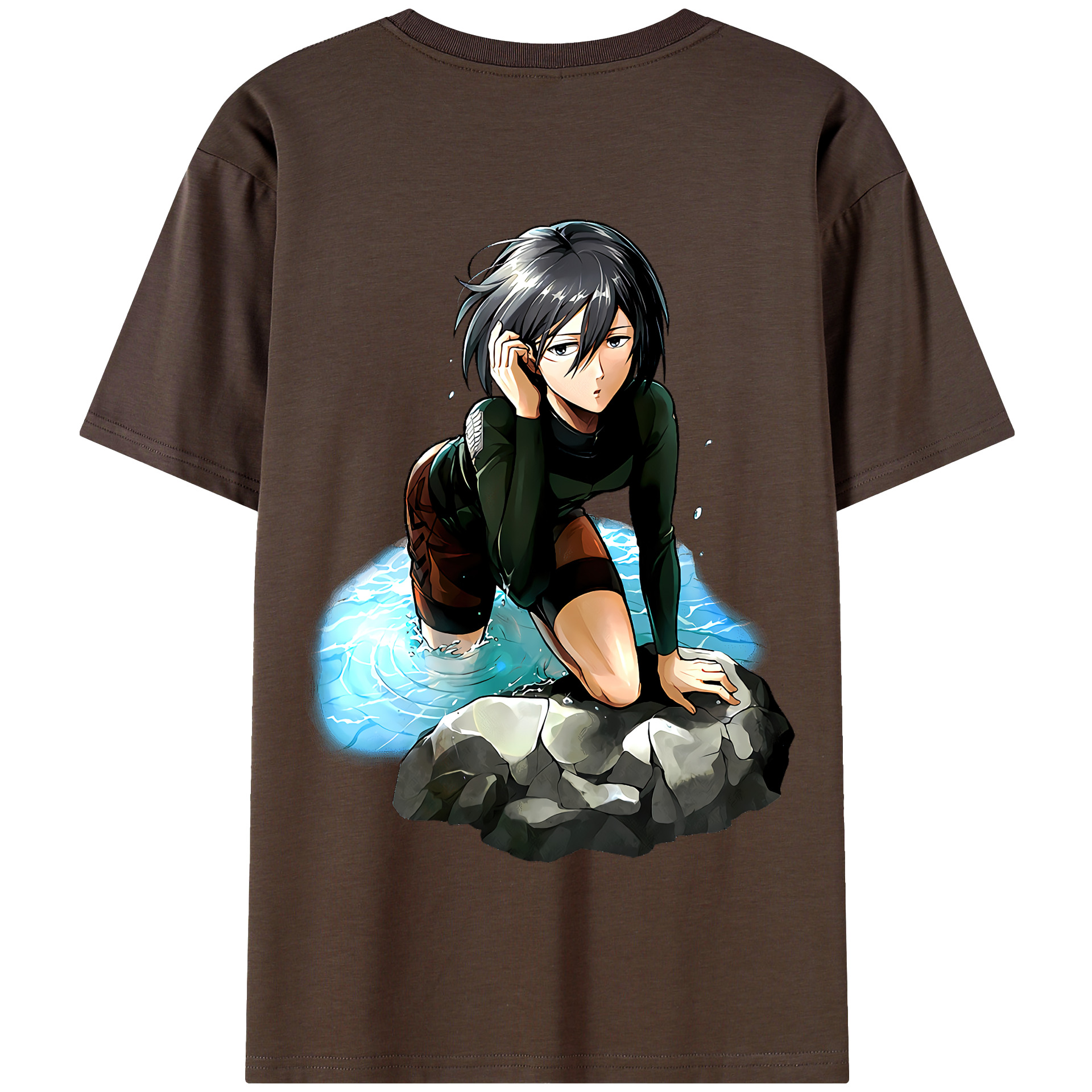 （画像用） 進撃の巨人 ミカサ·アッカーマン Attack on Titan Mikasa Ackerman 綿100％半袖Tシャツ（背面プリント）