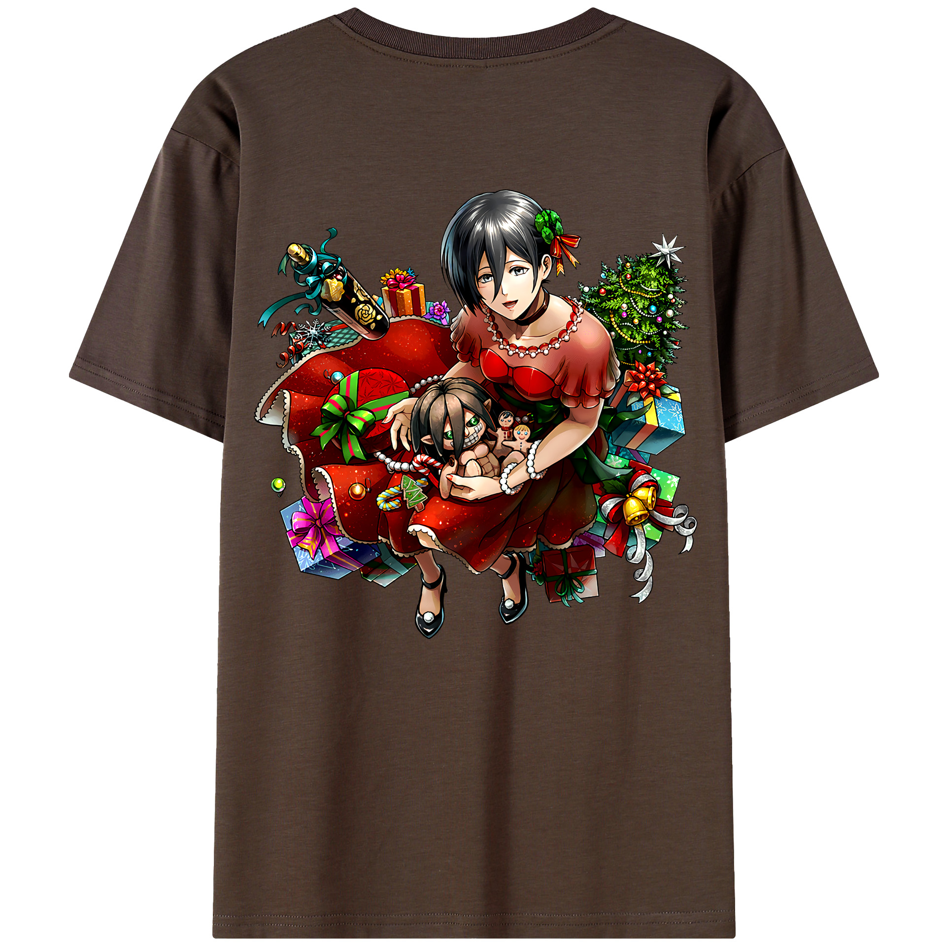 （画像用） 進撃の巨人 ミカサ·アッカーマン Attack on Titan Mikasa Ackerman 綿100％半袖Tシャツ（背面プリント）