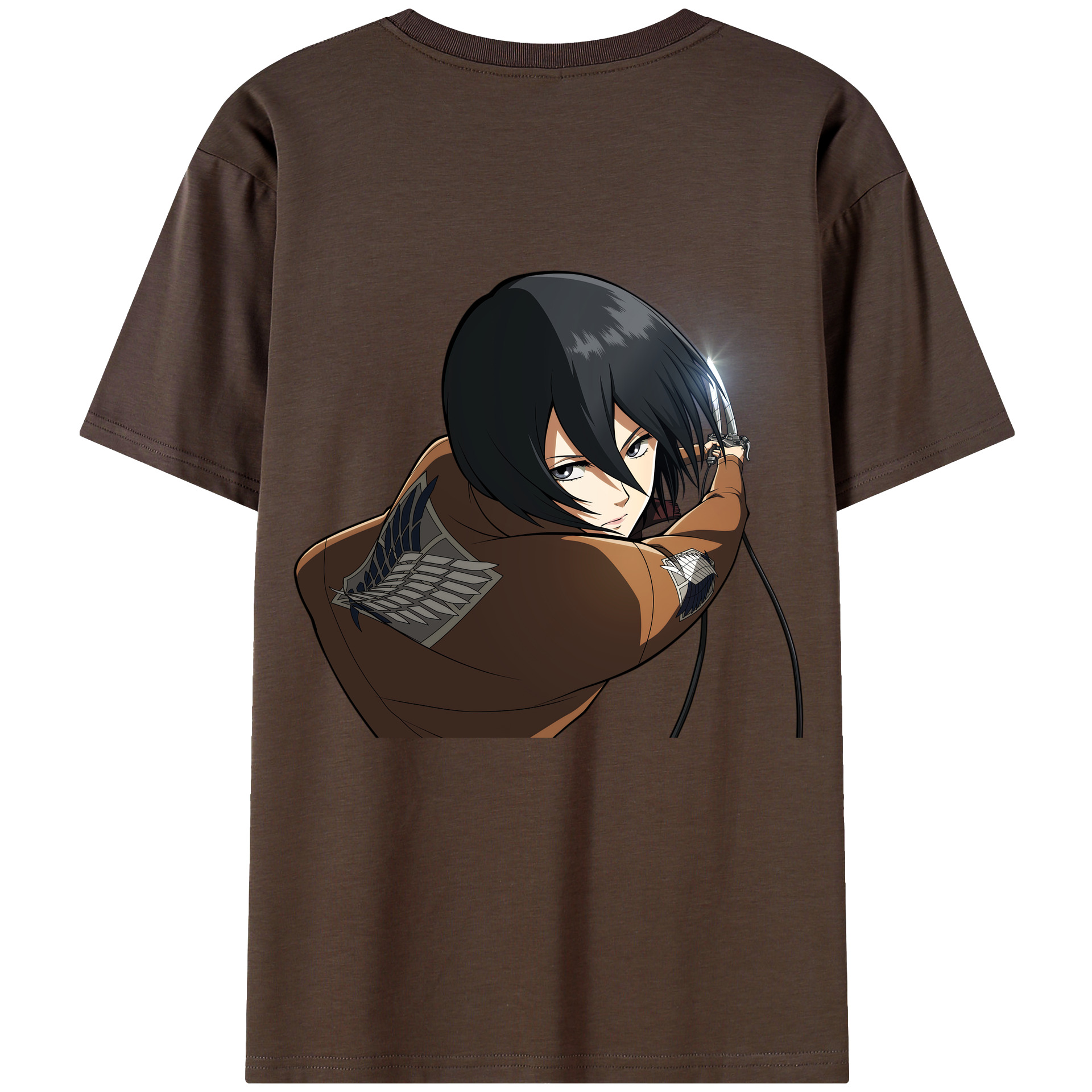（画像用） 進撃の巨人 ミカサ·アッカーマン Attack on Titan Mikasa Ackerman 綿100％半袖Tシャツ（背面プリント）