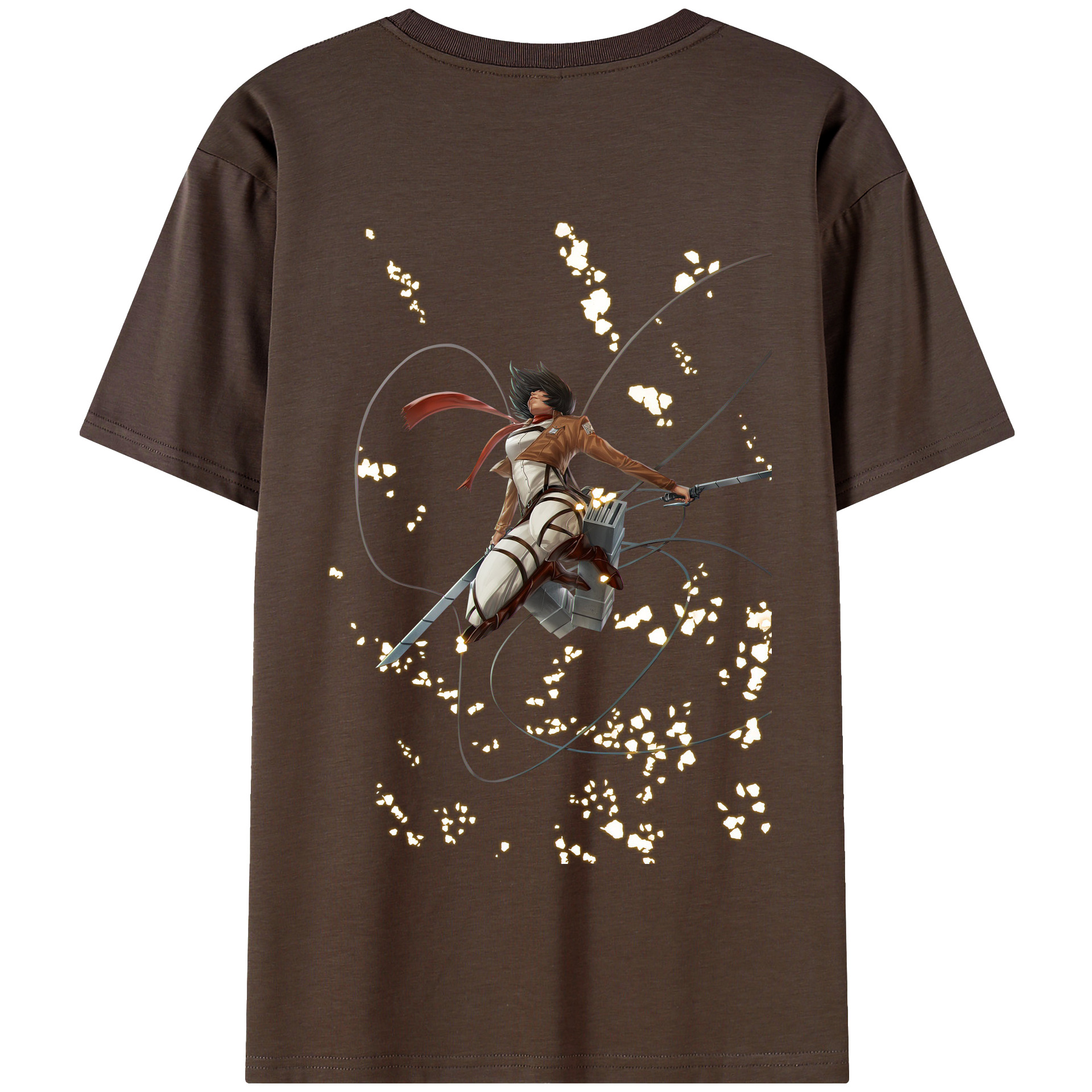 （画像用） 進撃の巨人 ミカサ·アッカーマン Attack on Titan Mikasa Ackerman 綿100％半袖Tシャツ（背面プリント）