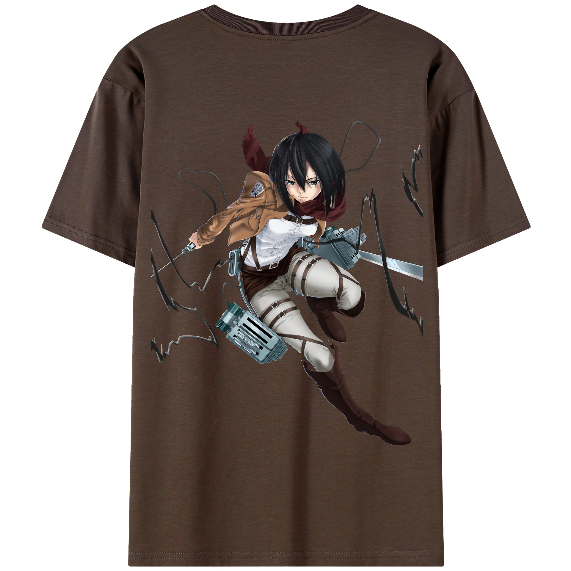 （画像用） 進撃の巨人 ミカサ·アッカーマン Attack on Titan Mikasa Ackerman 綿100％半袖Tシャツ（背面プリント）