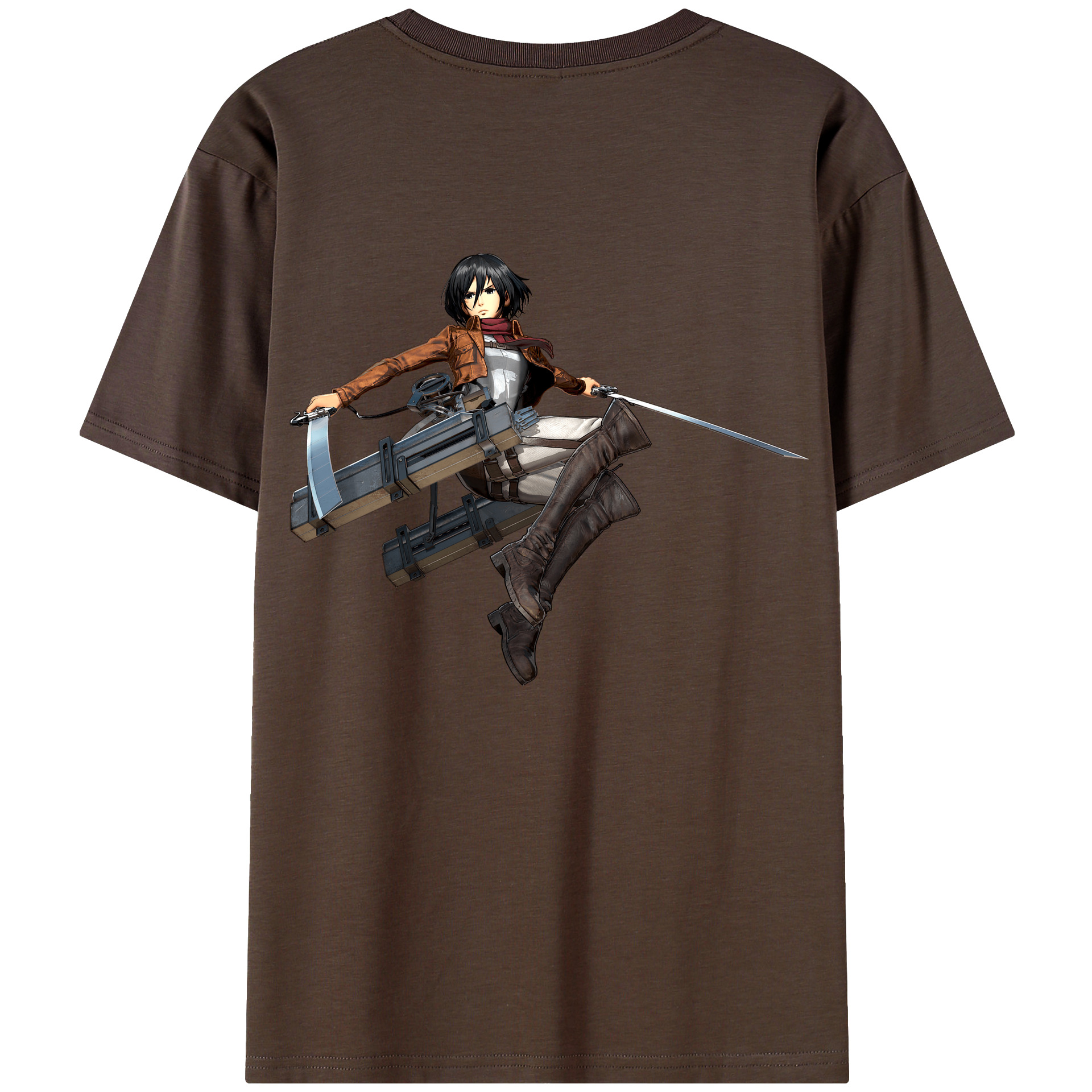 （画像用） 進撃の巨人 ミカサ·アッカーマン Attack on Titan Mikasa Ackerman 綿100％半袖Tシャツ（背面プリント）