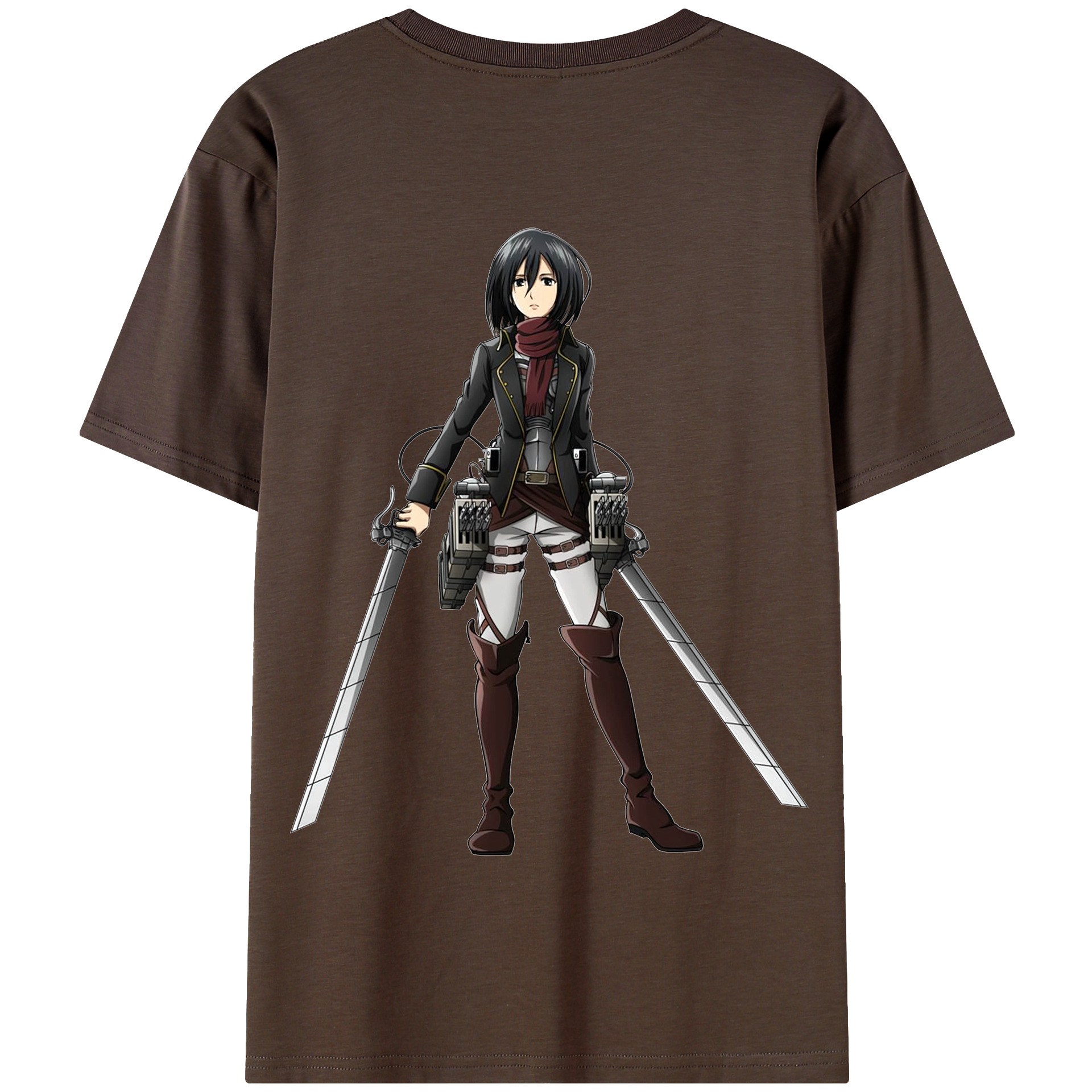 （画像用） 進撃の巨人 ミカサ·アッカーマン Attack on Titan Mikasa Ackerman 綿100％半袖Tシャツ（背面プリント）