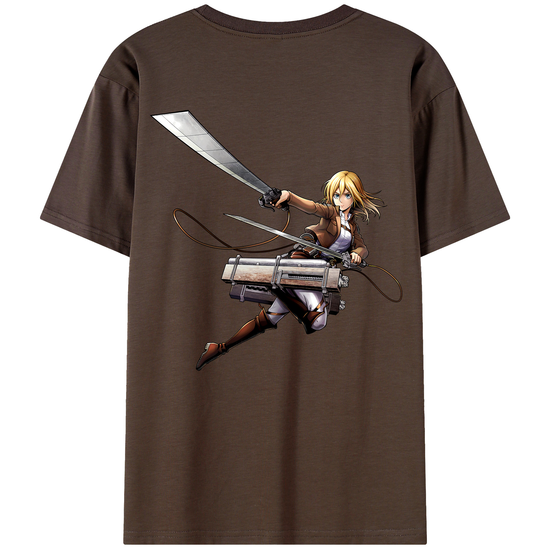 （画像用） 進撃の巨人 クリスタ·レンズ Attack on Titan Christa Lenz 綿100％半袖Tシャツ（背面プリント）