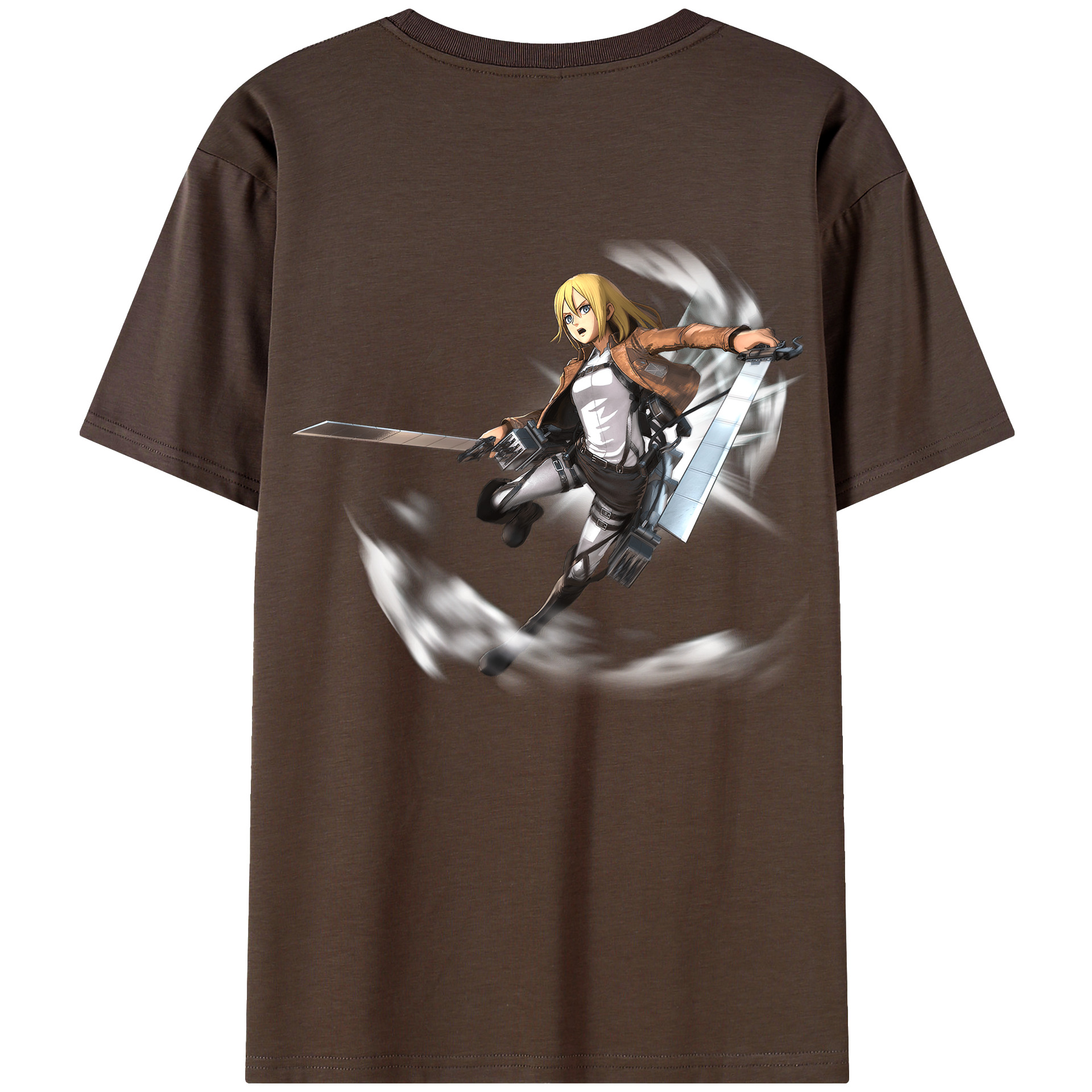 （画像用） 進撃の巨人 クリスタ·レンズ Attack on Titan Christa Lenz 綿100％半袖Tシャツ（背面プリント）
