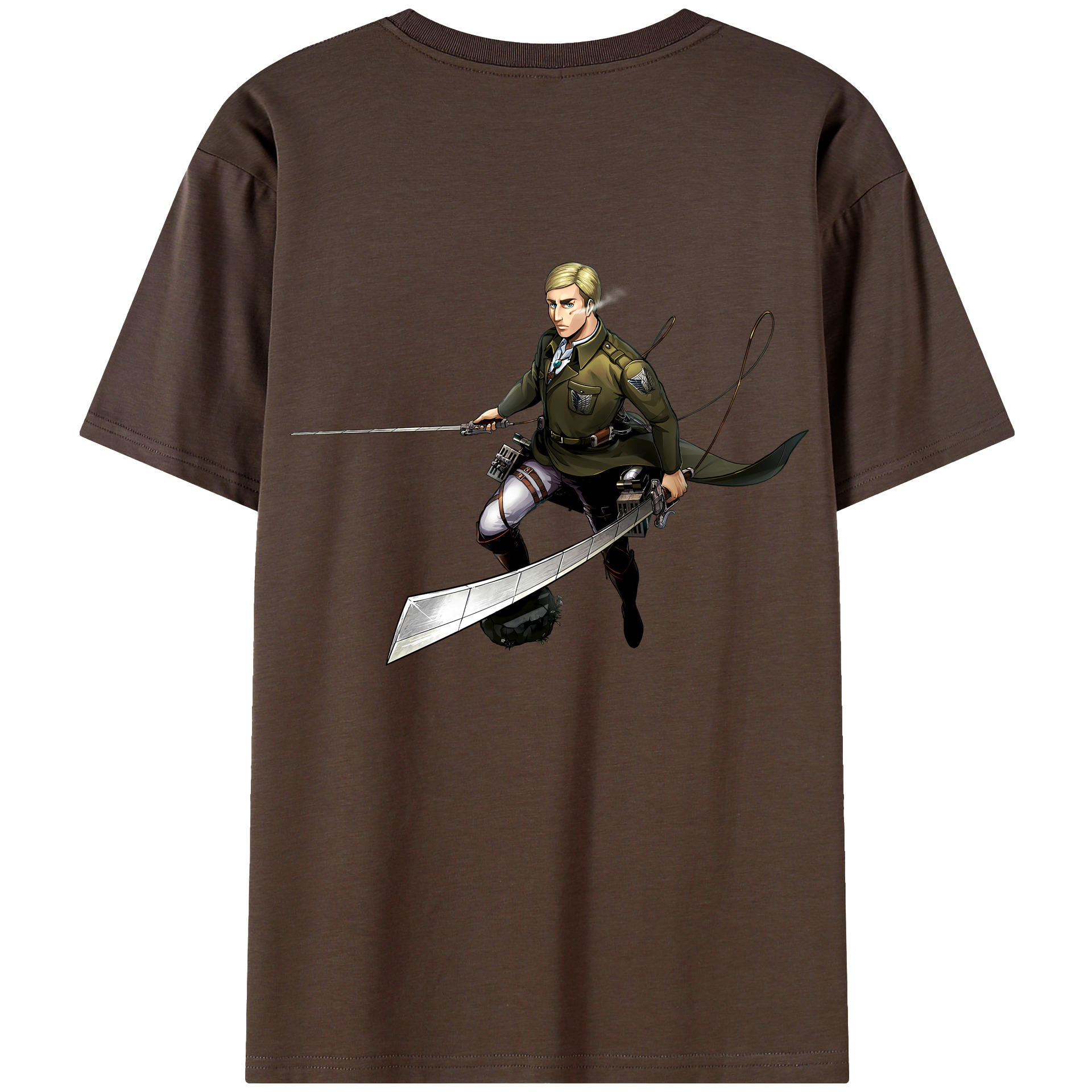（画像用） 進撃の巨人 エルヴィン・スミス Attack on Titan Erwin Smith 綿100％半袖Tシャツ（背面プリント）