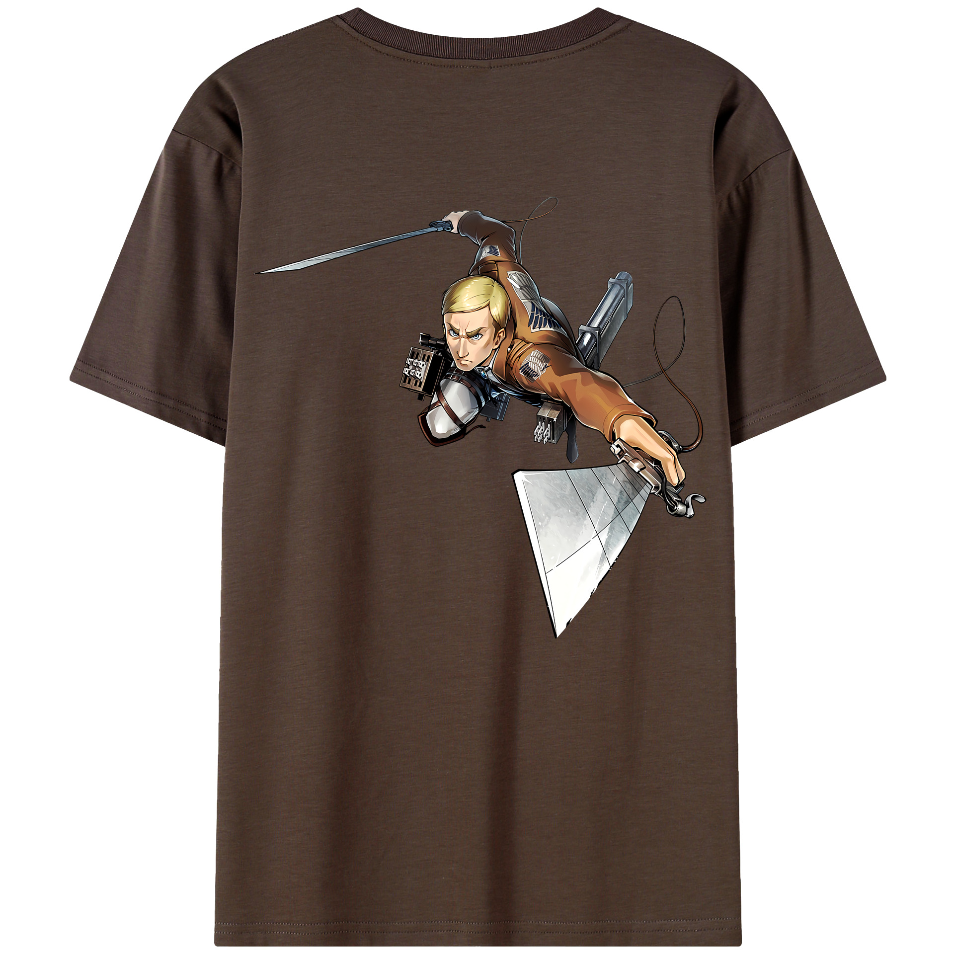 （画像用） 進撃の巨人 エルヴィン・スミス Attack on Titan Erwin Smith 綿100％半袖Tシャツ（背面プリント）