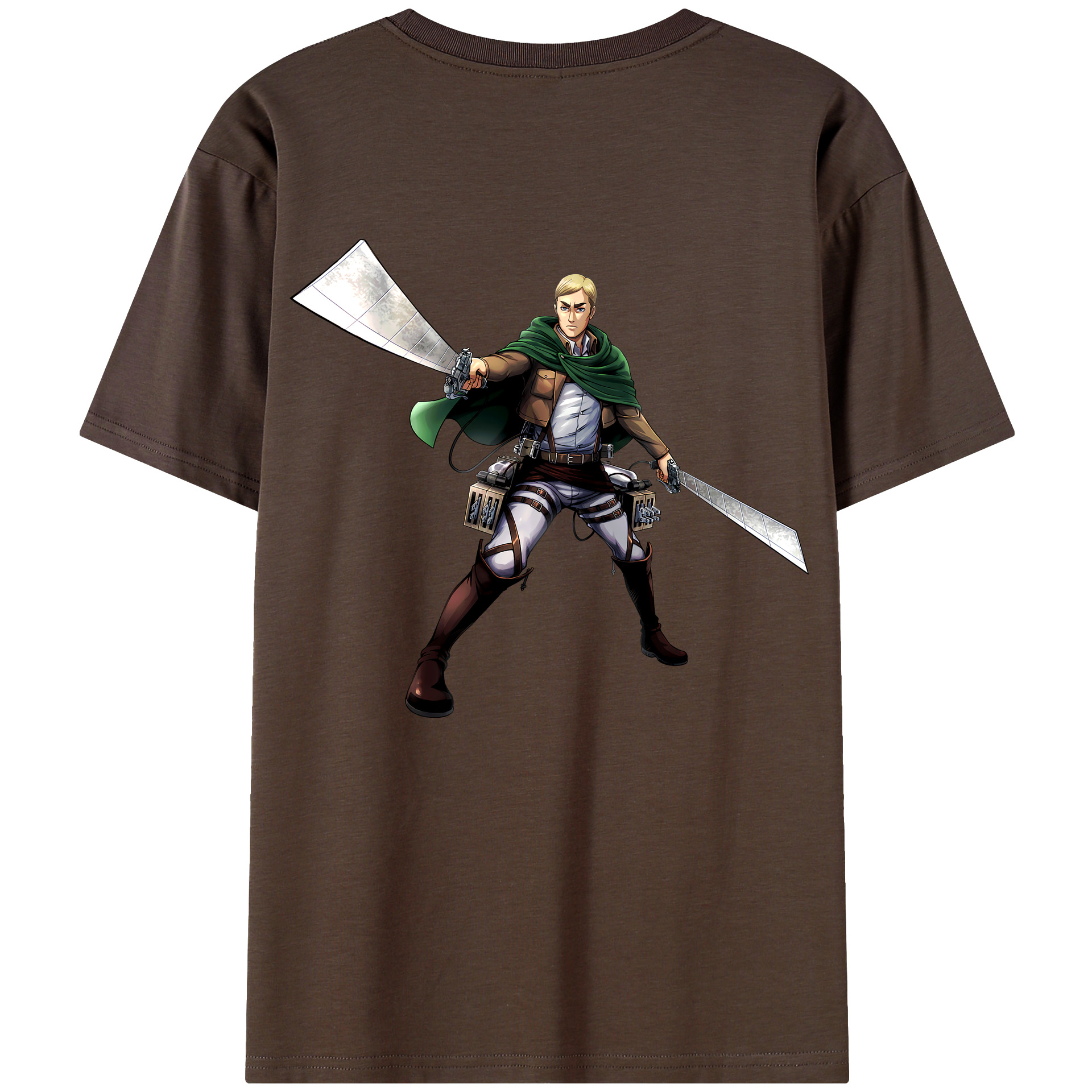 （画像用） 進撃の巨人 エルヴィン・スミス Attack on Titan Erwin Smith 綿100％半袖Tシャツ（背面プリント）