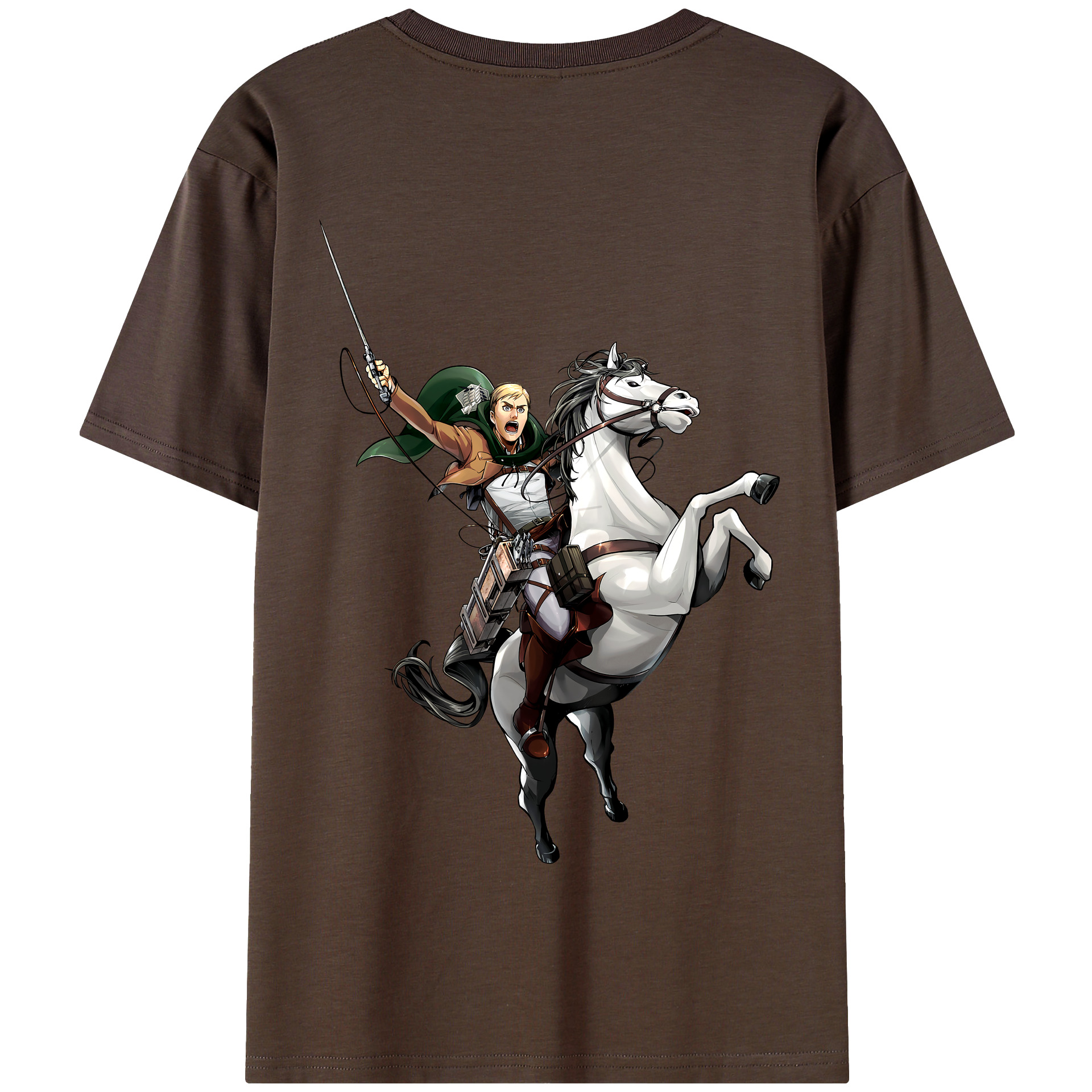 （画像用） 進撃の巨人 エルヴィン・スミス Attack on Titan Erwin Smith 綿100％半袖Tシャツ（背面プリント）