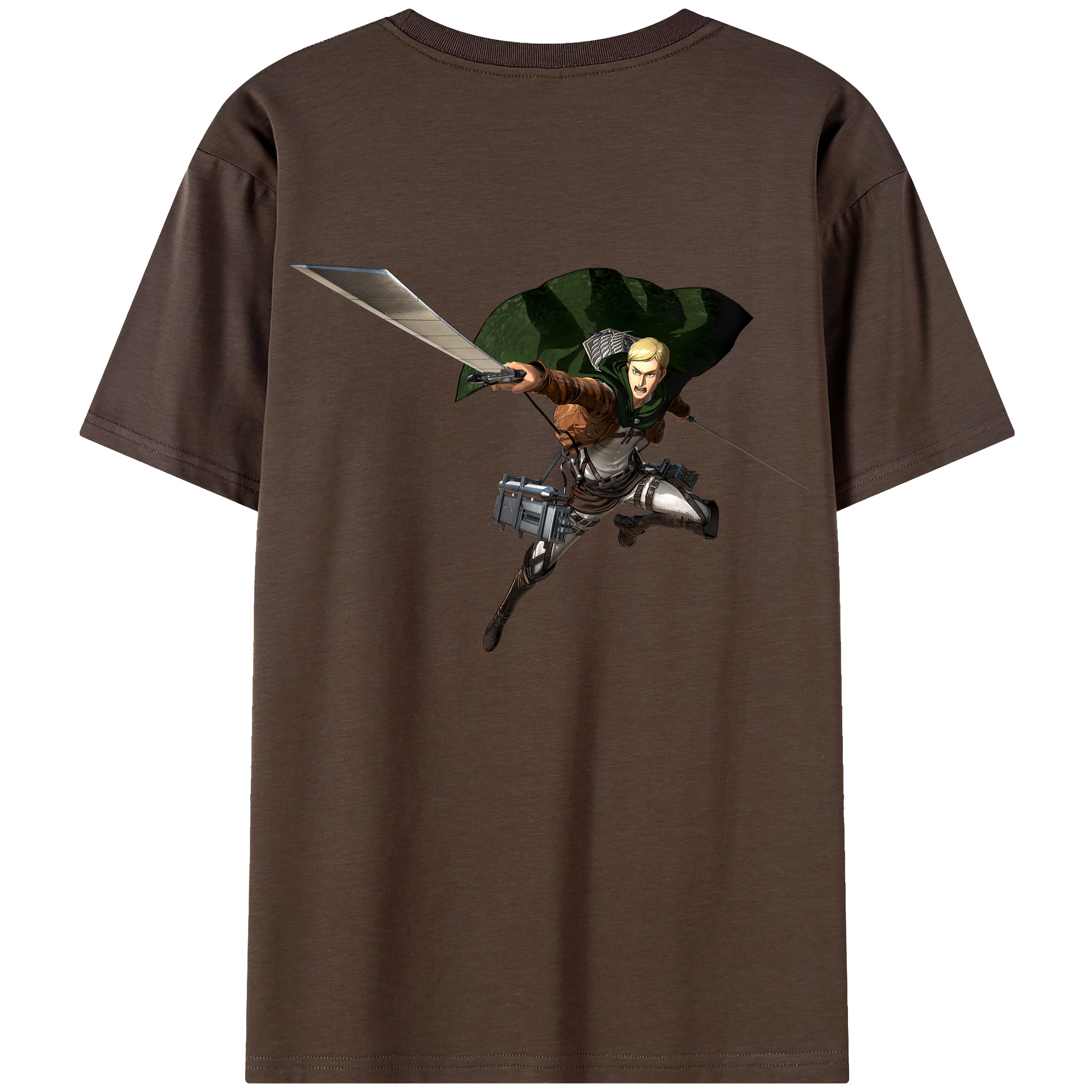 （画像用） 進撃の巨人 エルヴィン・スミス Attack on Titan Erwin Smith 綿100％半袖Tシャツ（背面プリント）