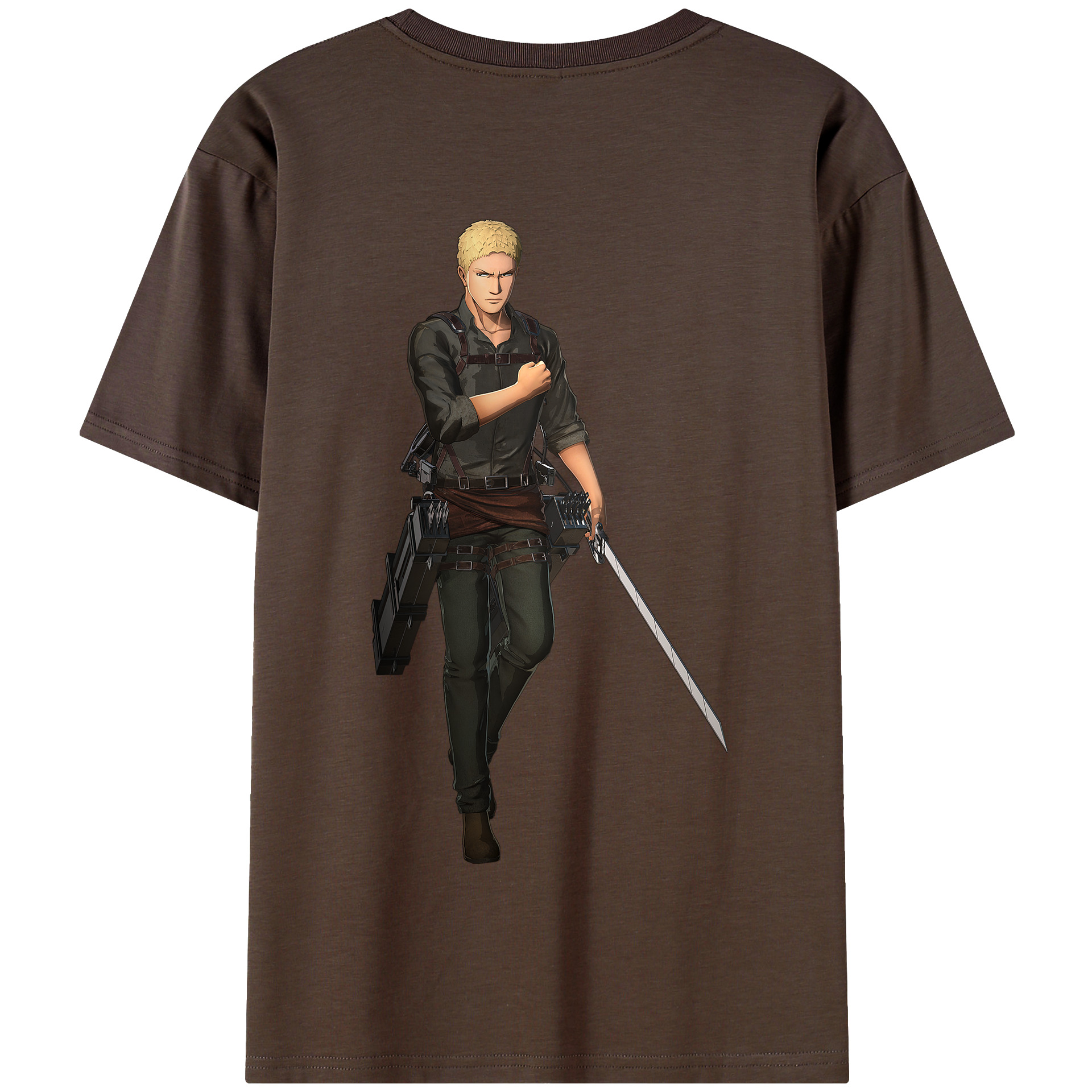 （画像用） 進撃の巨人 ライナー・ブラウン Attack on Titan Reiner Braun 綿100％半袖Tシャツ（背面プリント）